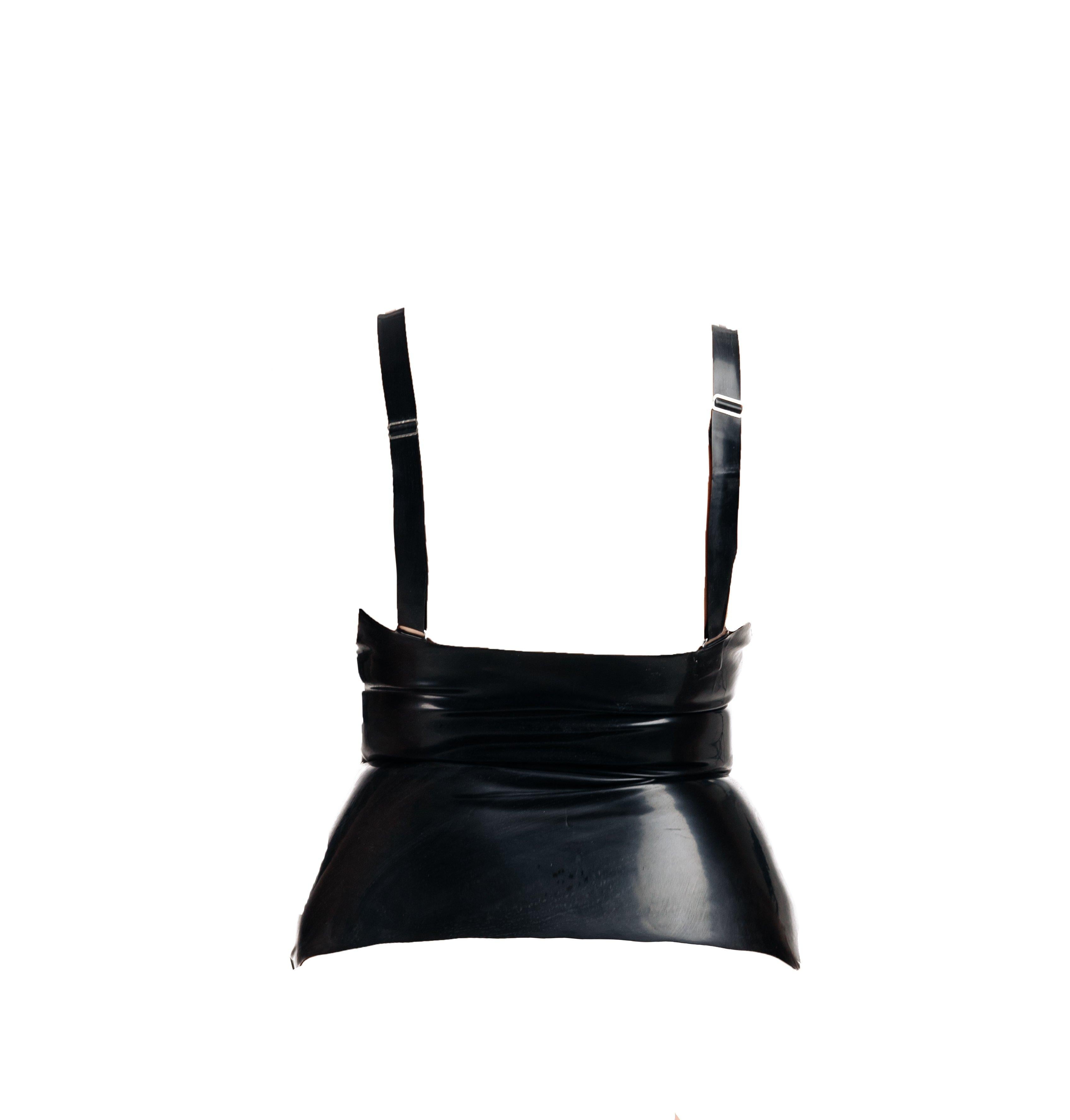 Rubberfashion Latex Corsage - Latex Corsage mit 4 Strapsen Halter - Corsage mit Trägern und Cups brustfrei für Damen