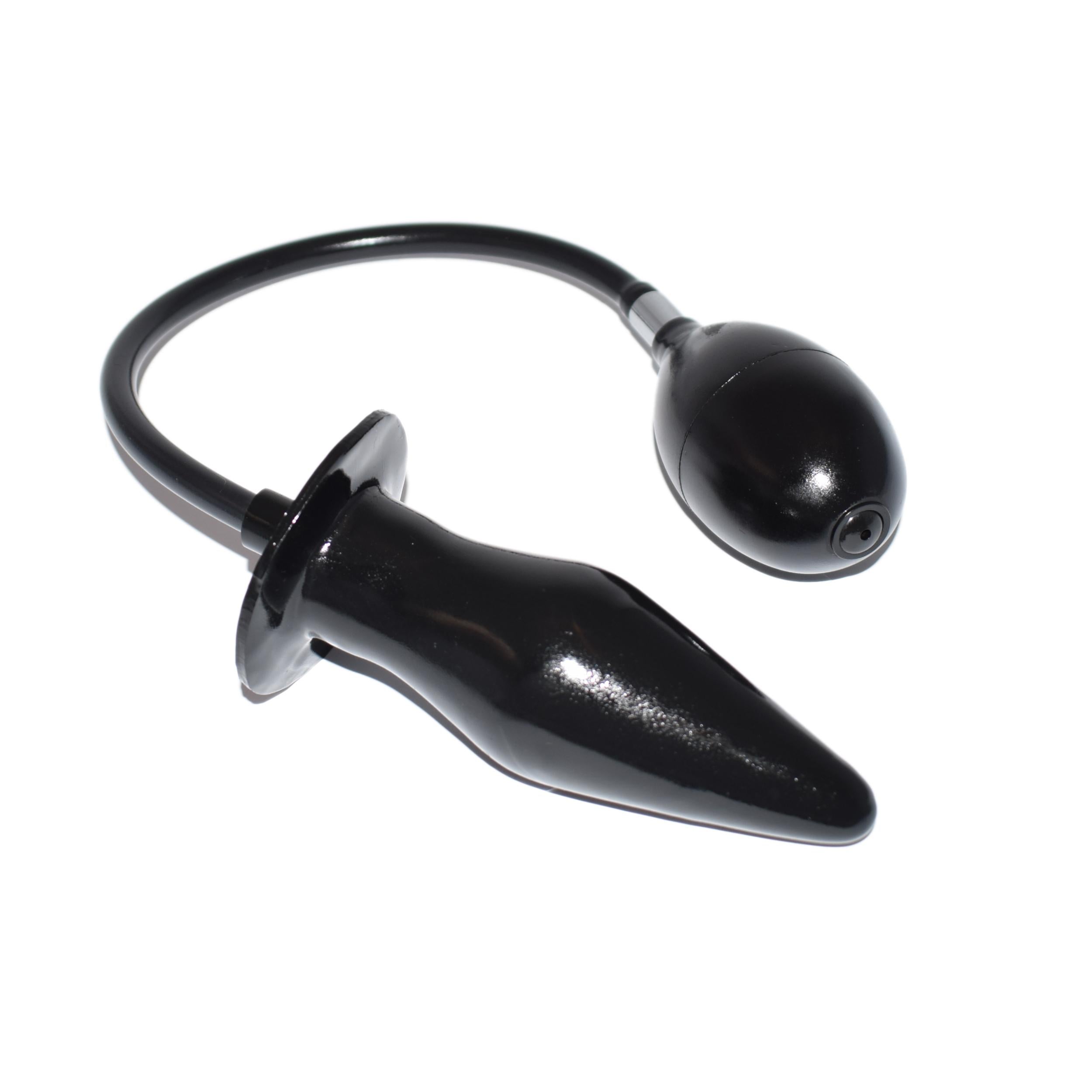 Rubberfashion Latex Butt Plug - Anal Plug - aufblasbarer Analplug mit Pumpe für Frauen und Männer 11,5 x 4,5 cm