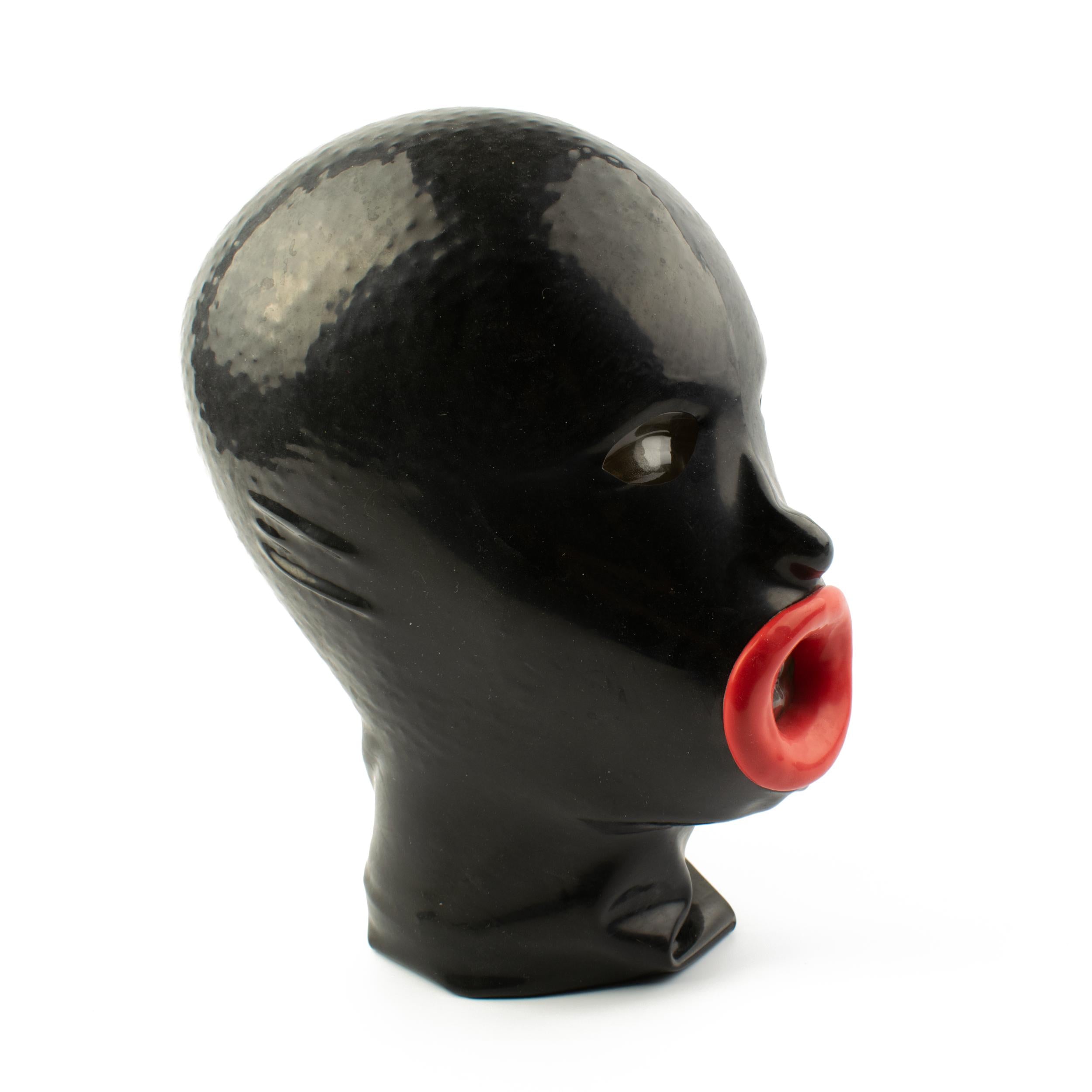 Rubberfashion Latex Maske Lippen Mann - Latexmaske anatomisch - Mund und Augen offen für Herren
