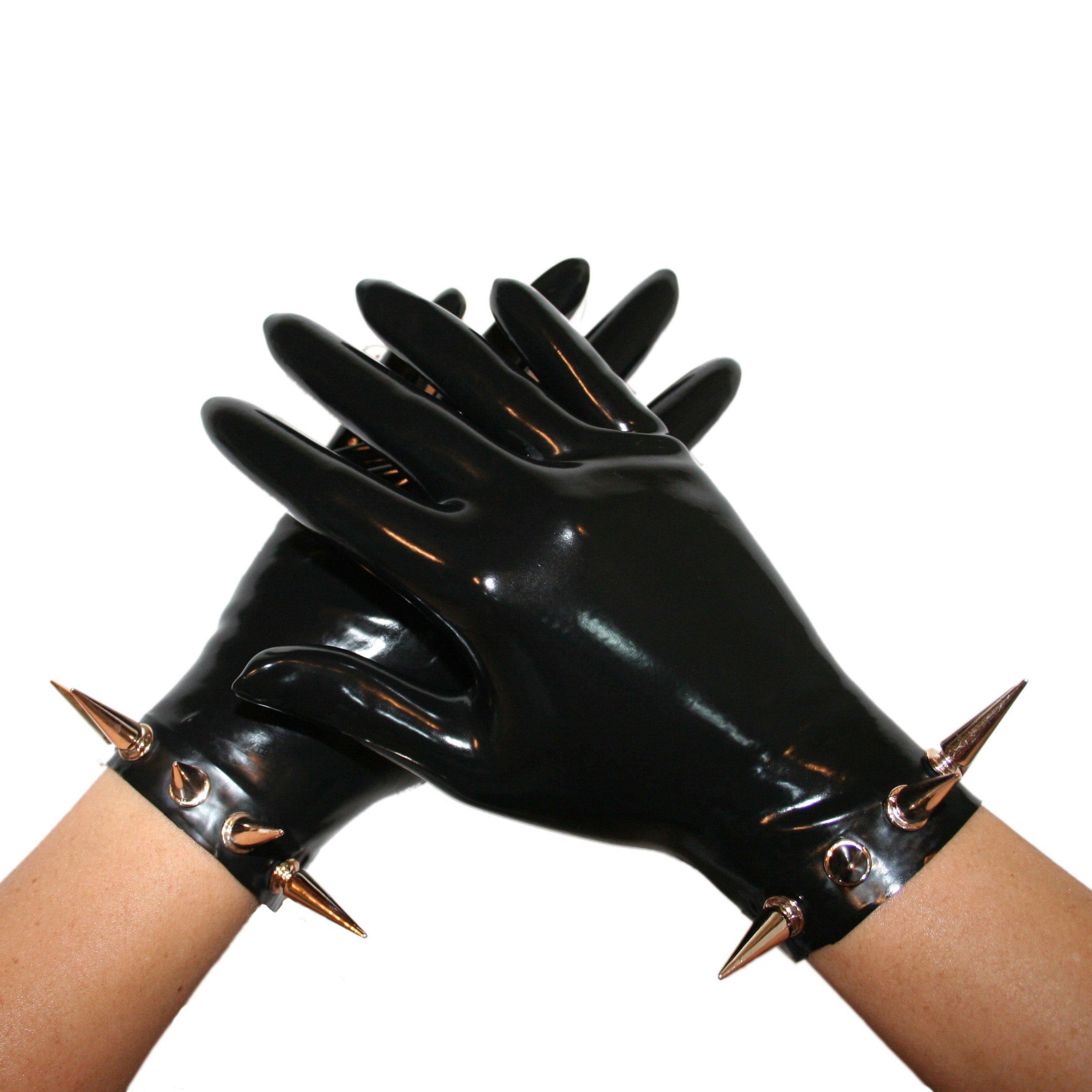 Rubberfashion Latex Handschuhe kurz - sexy Rubber Gloves Spikes - kurze Latexhandschuhe bis Handgelenk für Damen und Herren