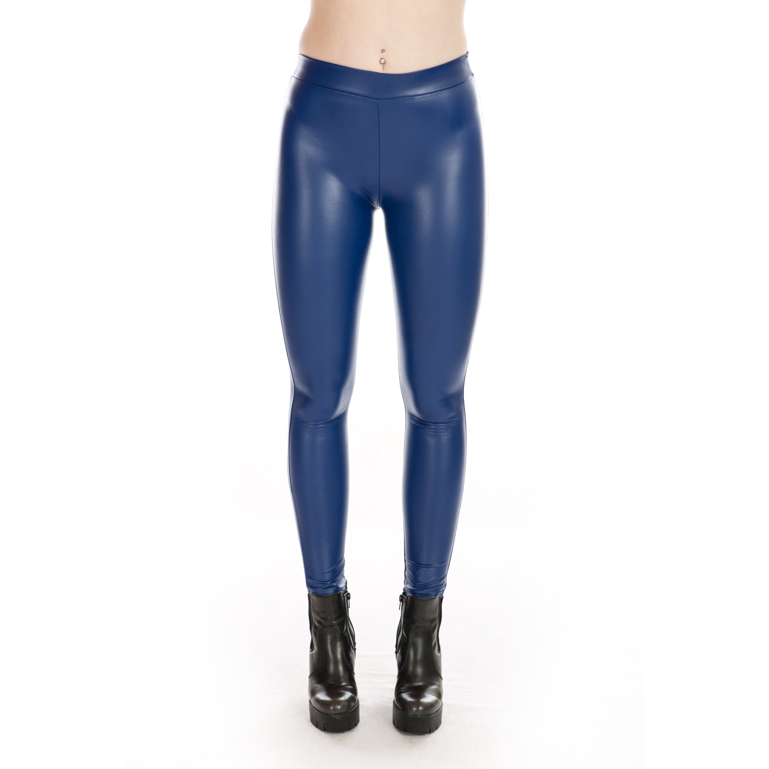 Rubberfashion Kunstleder Leggings Damen - Sexy Low waist Lederoptik - Leder Optik Hose Leggins für Damen - Frauen
