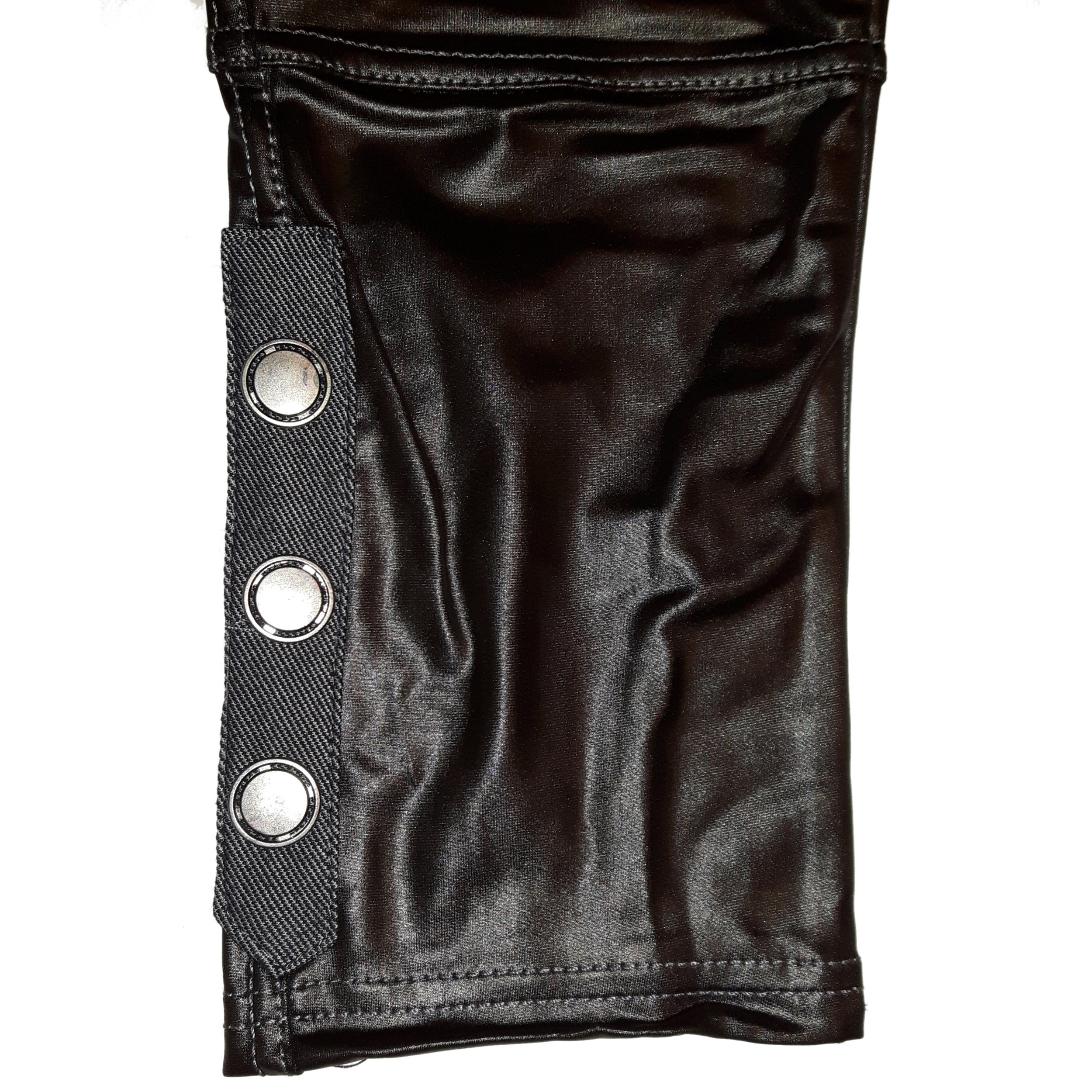 Rubberfashion Glanz Leggings - glänzende Leggin mit Po Taschen und Verzierungen bis zur Hüfte für Frauen