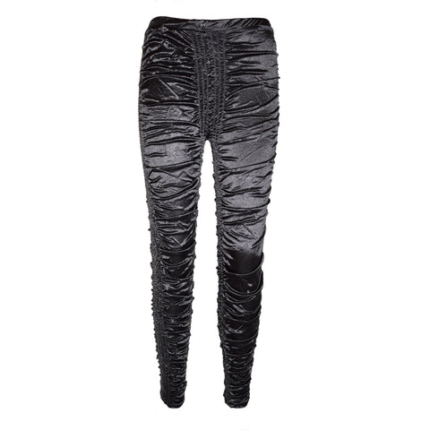 Rubberfashion Shiny Leggings - Shiny Leggings with Po pockets and decorations up to the waist for women