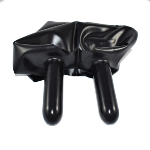 Rubberfashion Latex Hotpants - Sexy Rubber Slip Short Latex Slip with Inner Condom 2 Pieces - Latex Lingerie Women