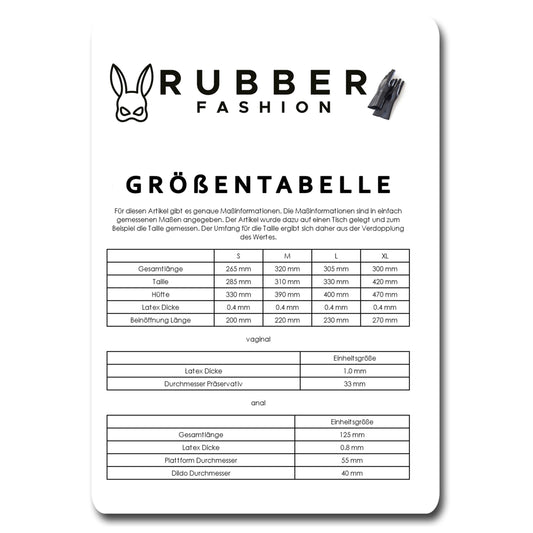 Rubberfashion Latex Hotpants - sexy Rubber Slip - kurzer Latex Slip mit Innenkondom und Analdildo - Latex Dessous Damen