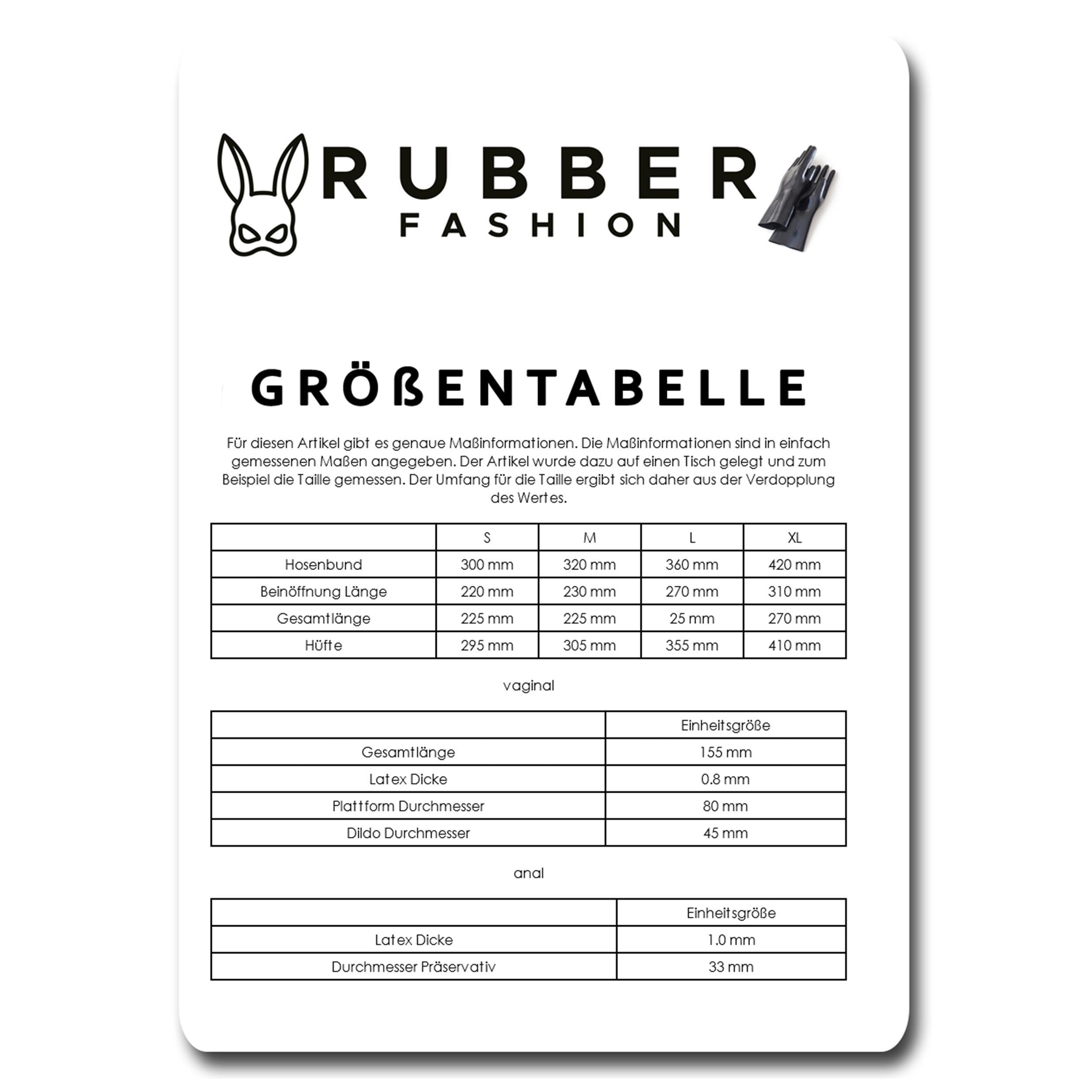 Rubberfashion Latex Hotpants - sexy Rubber Slip - Mini Latex Slip mit Anal-Kondom und Vaginal-Dildo - Latex Dessous Damen