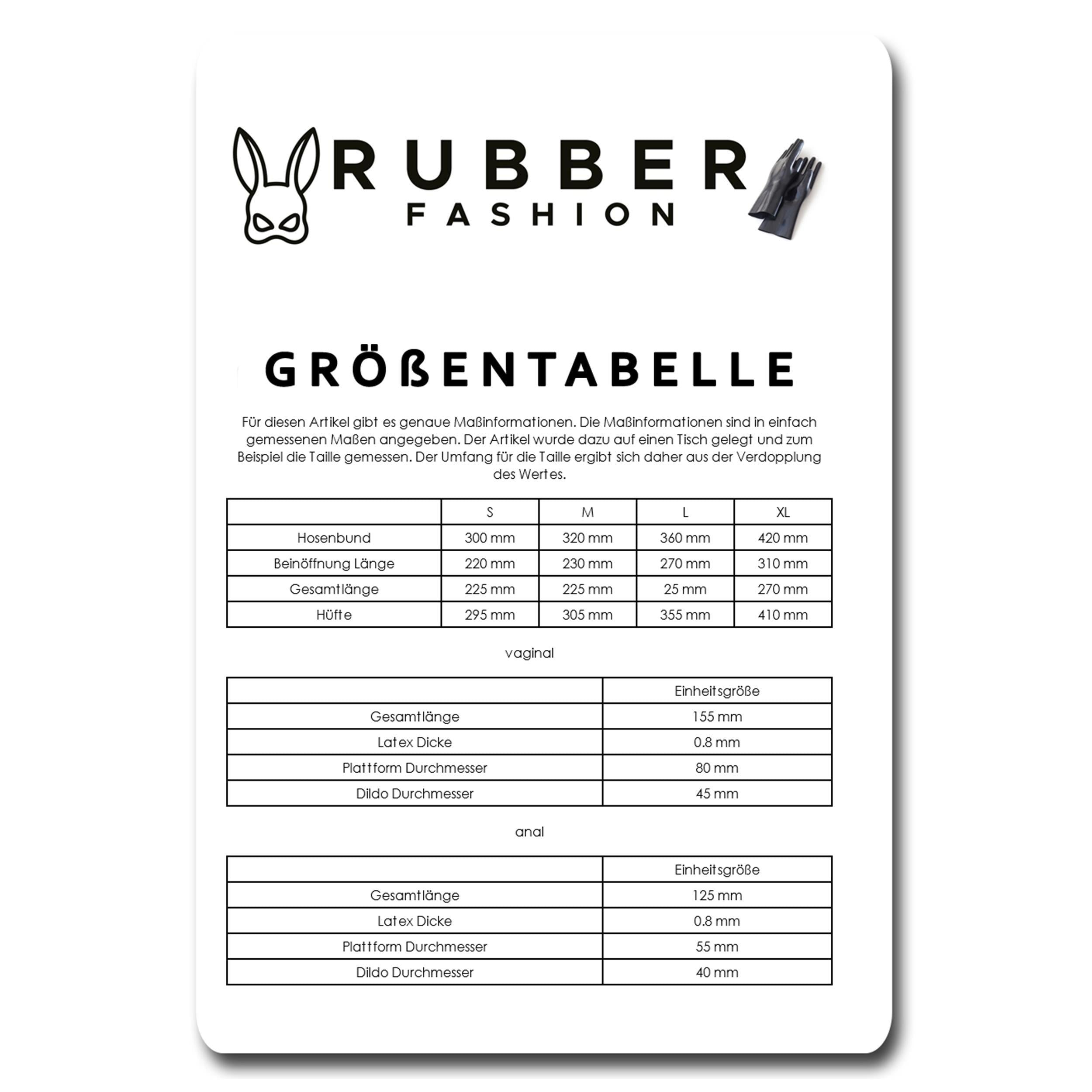 Rubberfashion Latex Hotpants - kurzer sexy Rubber Slip - Mini Latex Slip mit Vaginal- und Anal-Dildo - Latex Dessous Damen