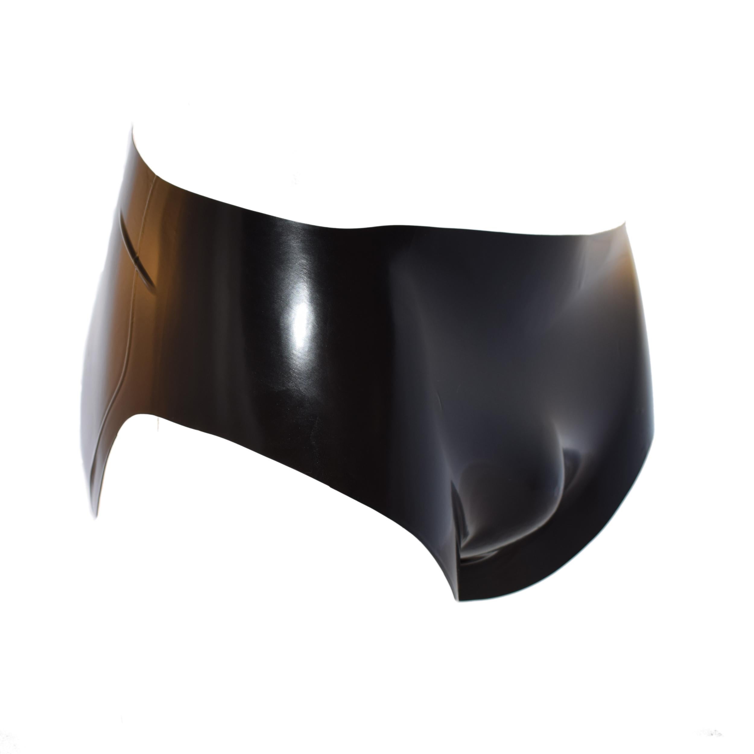 Rubberfashion Latex Slip - kurze sexy Rubber Pants mit Anal Penishülle - Dessous für den Herren