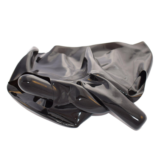 Rubberfashion Latex Slip - kurze sexy Rubber Pants mit Penishülle und Anal Innendildo - Dessous für Herren