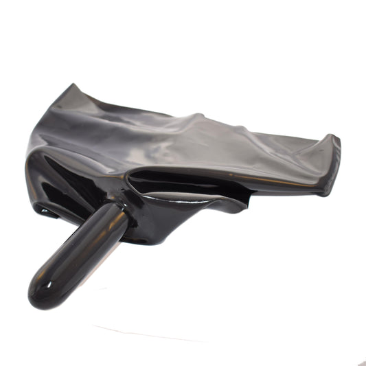 Rubberfashion Latex Slip - kurze sexy Rubber Pants mit Penishülle und Anal Innendildo - Dessous für Herren