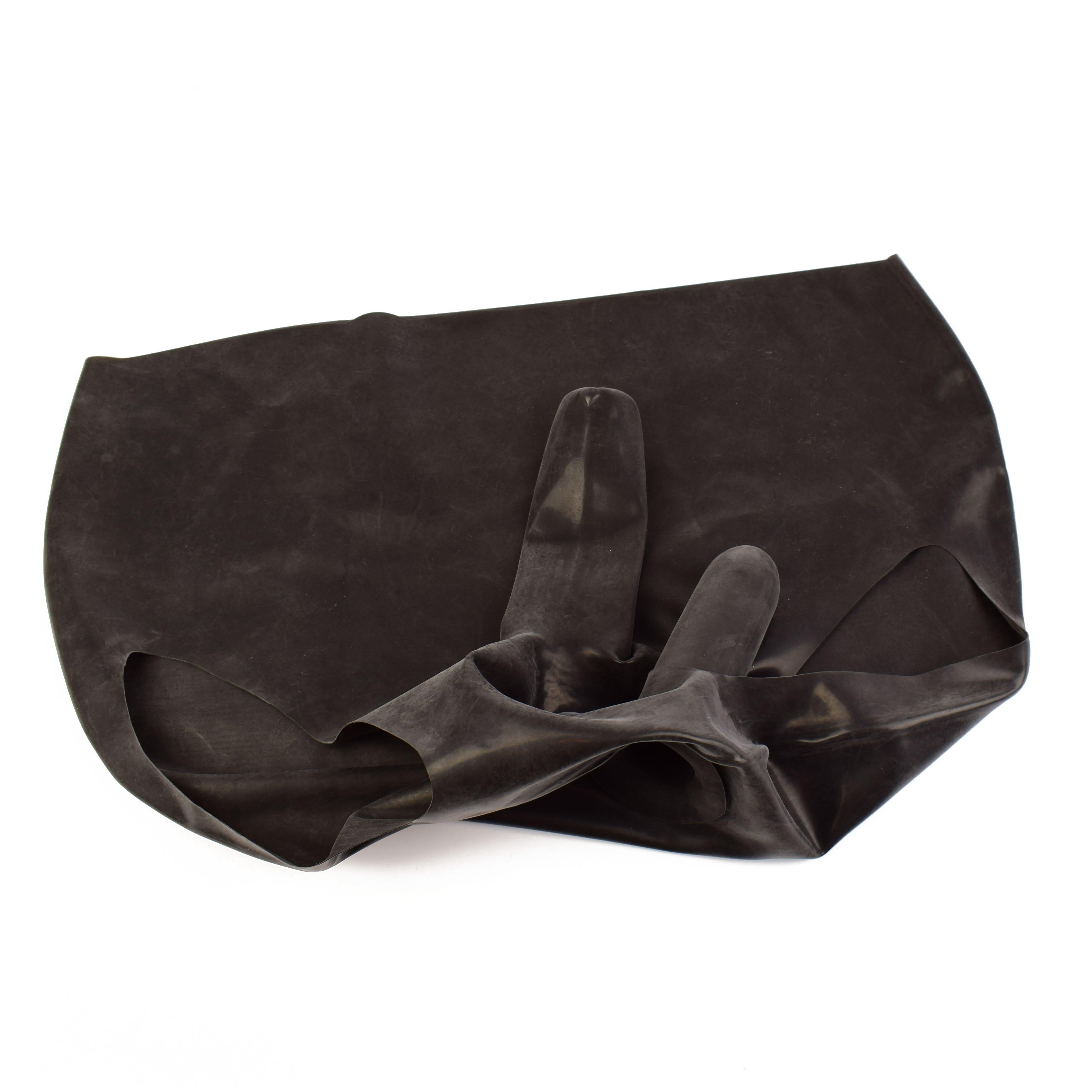 Rubberfashion Latex Slip - kurze sexy Rubber Pants mit Penishülle und Anal Innendildo - Dessous für Herren