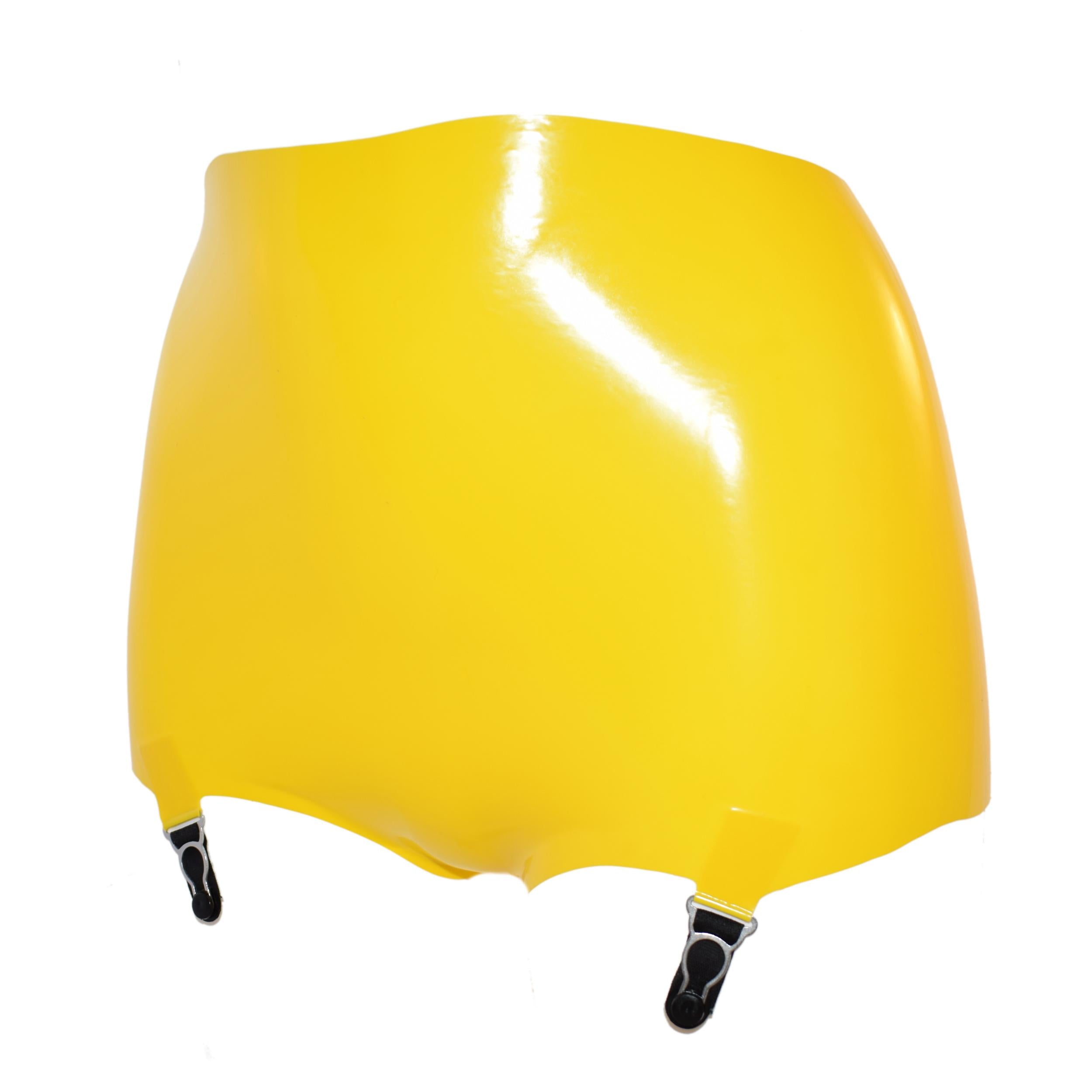 Rubberfashion Latex Slip - sexy Rubber Slip - Straps Hotpants mit 4 Strapsen - Latex Dessous Damen