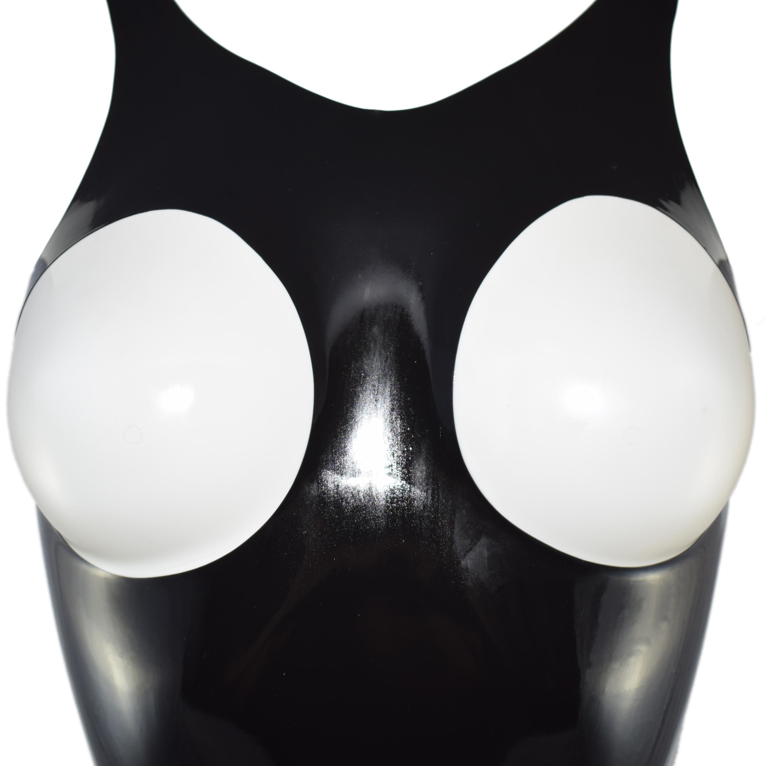 Rubberfashion Latex Corsage - Latex Corsage mit 4 Strapsen Halter - Corsage mit Trägern und Cups brustfrei für Damen