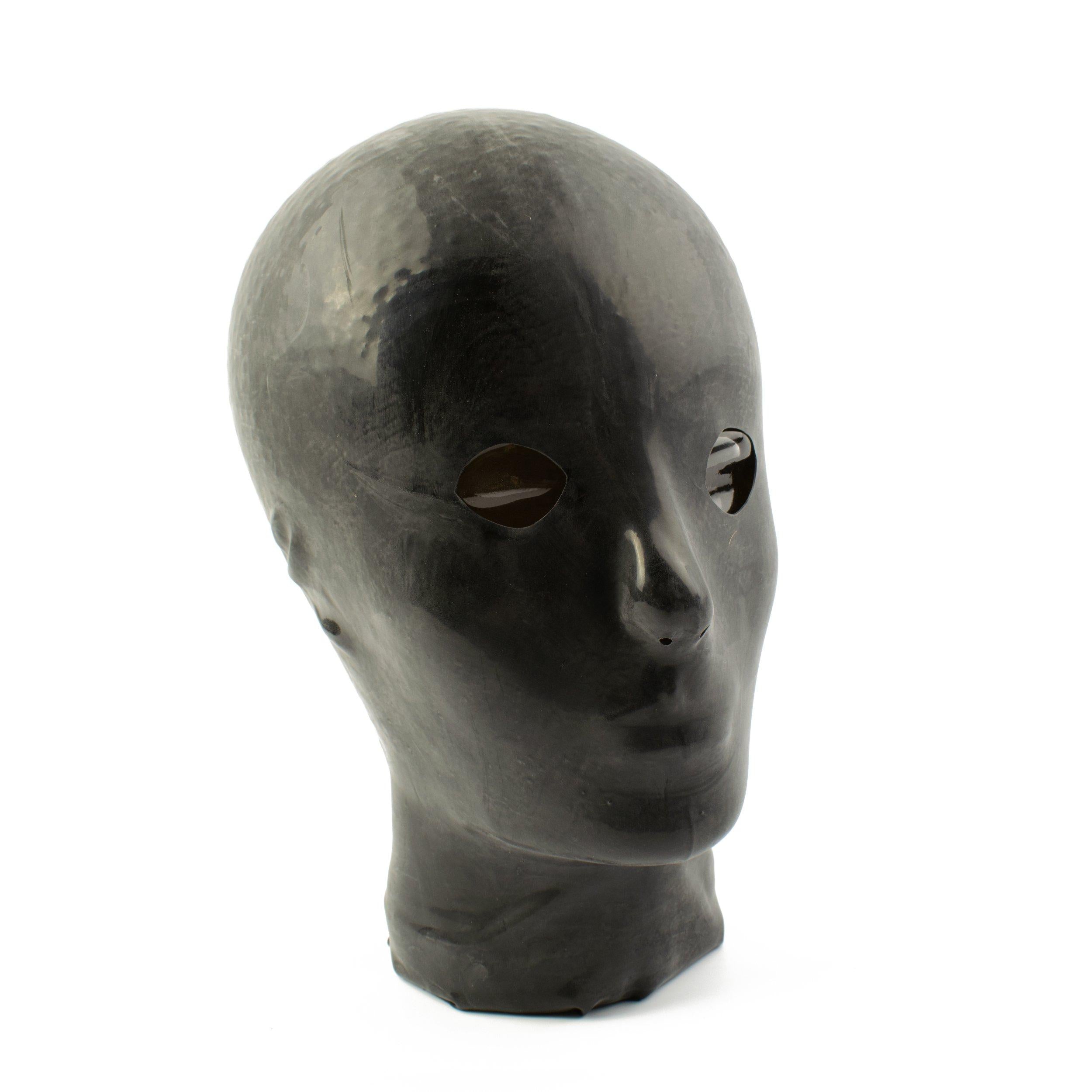 Rubberfashion Latex Maske Damen anatomisch - Latexmaske Haube mit Öffnungen für Augen und Nase für Frauen