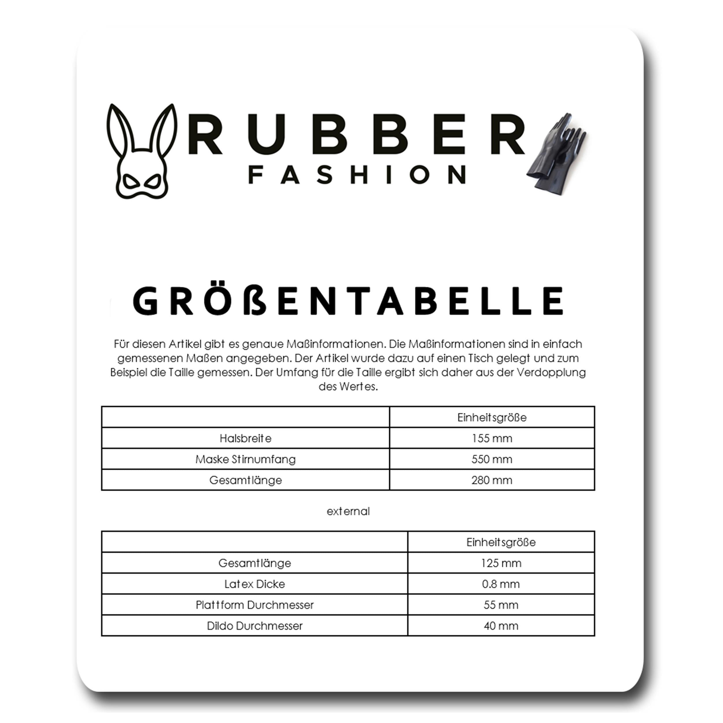 Rubberfashion Latex Maske - Latexmaske mit Außen Dildo - Mund und Nase offen - für Damen und Herren