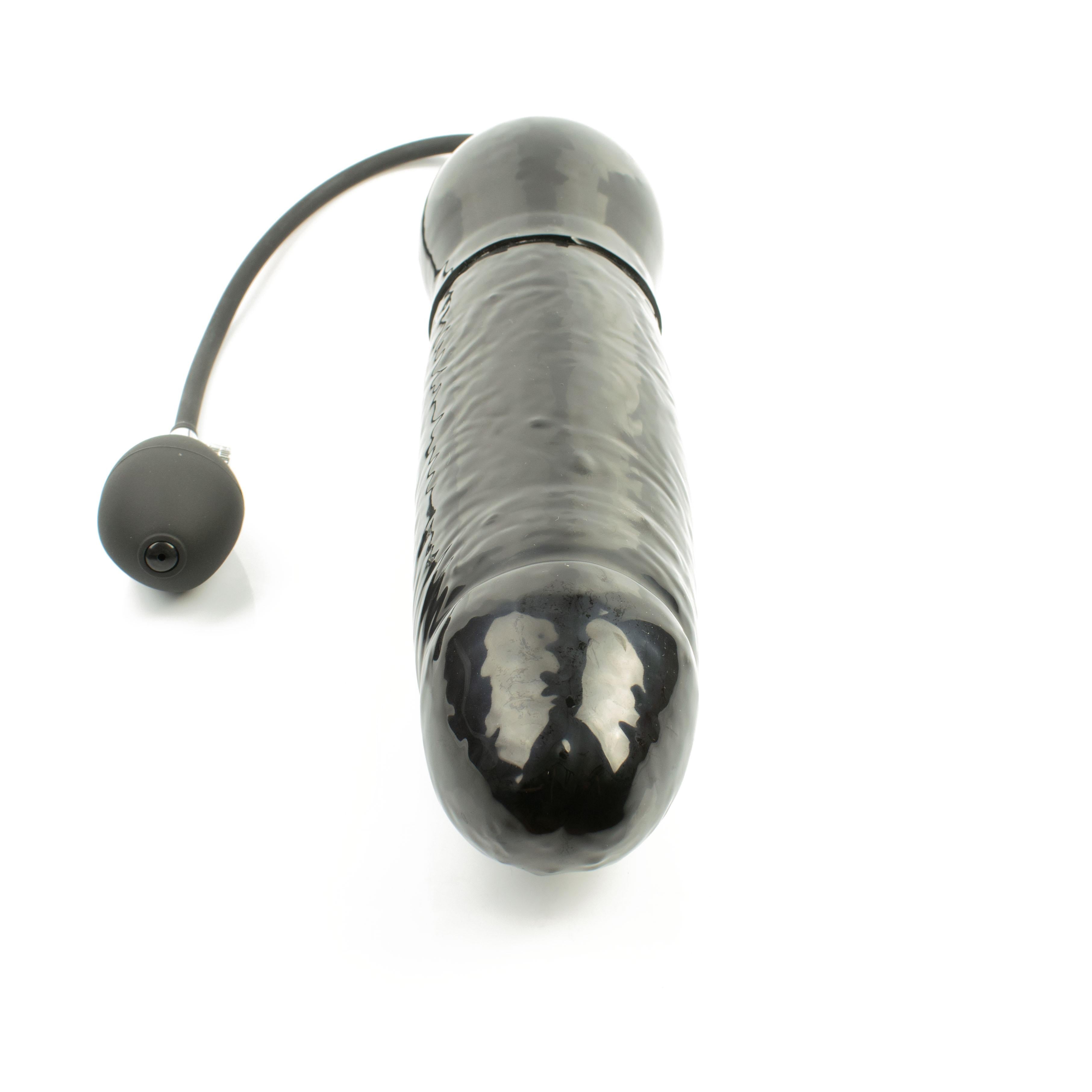 Rubberfashion Latex Anal Dildo - Plug aufblasbar extrem groß - realistischer Dildo XXXXL mit Pumpe für Frauen und Männer 33 x 7,1cm