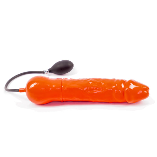 Rubberfashion Latex Anal Dildo - Plug aufblasbar extrem groß - realistischer Dildo XXXXL mit Pumpe für Frauen und Männer 34,5 x 7,3cm
