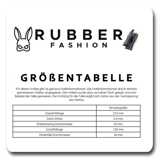 Rubberfashion Latex Pennishülle - anatomisch mit Aderung - Latex Pennis Hülle mit Hodensack für Herren 21 cm