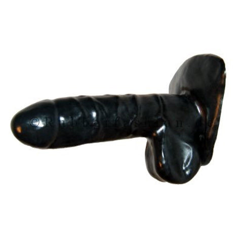 Rubberfashion Latex Penis Sheath - Latex Penis Sheath with Scrotum Bag - Veining and Adhesive Surface for Men 15.5 cm