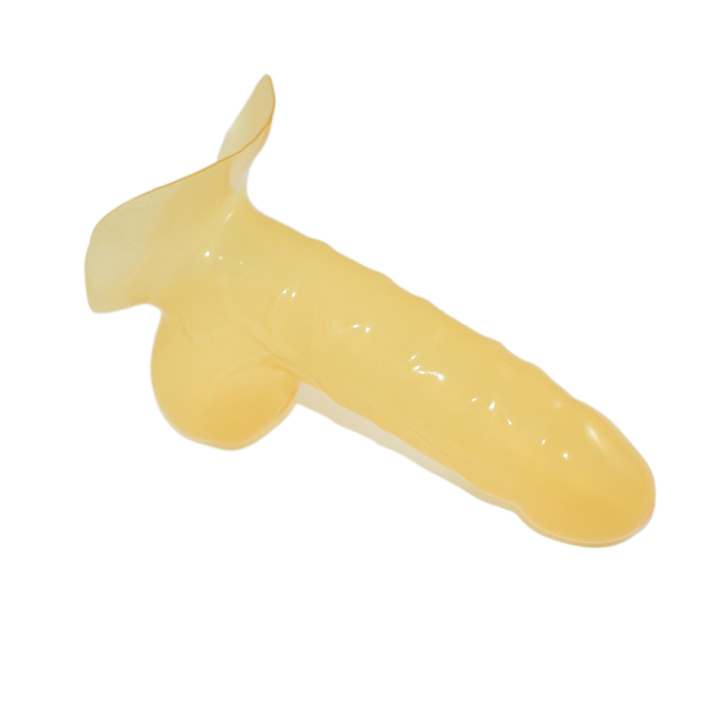 Rubberfashion Latex Pennishülle - Latex Pennis Hülle mit Hodensack - Aderung und Klebefläche für Herren 15,5 cm