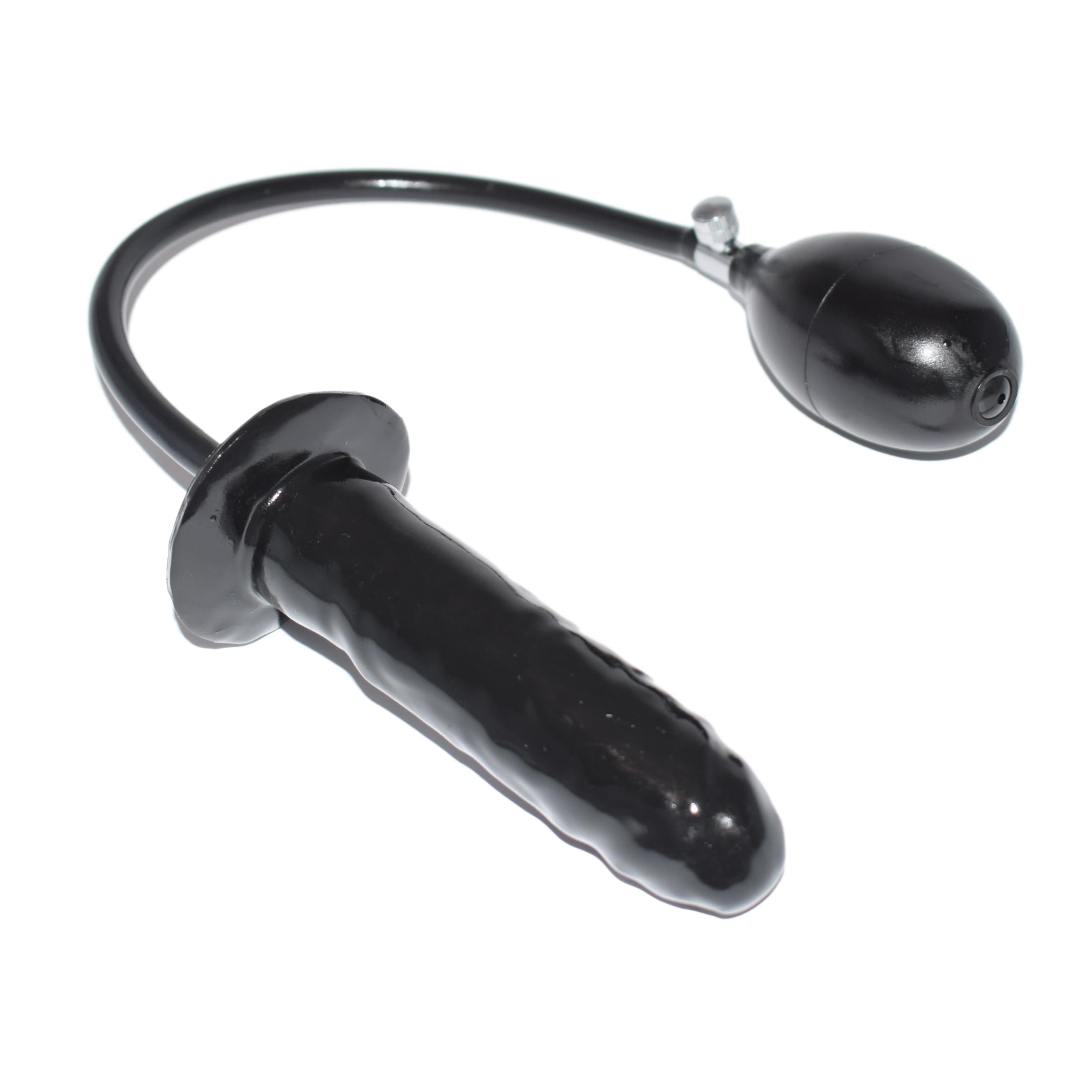 Rubberfashion Latex Dildo - aufblasbar mit Pumpe - realistischer Dildo geadert für Frauen und Männer 12 x 3 cm