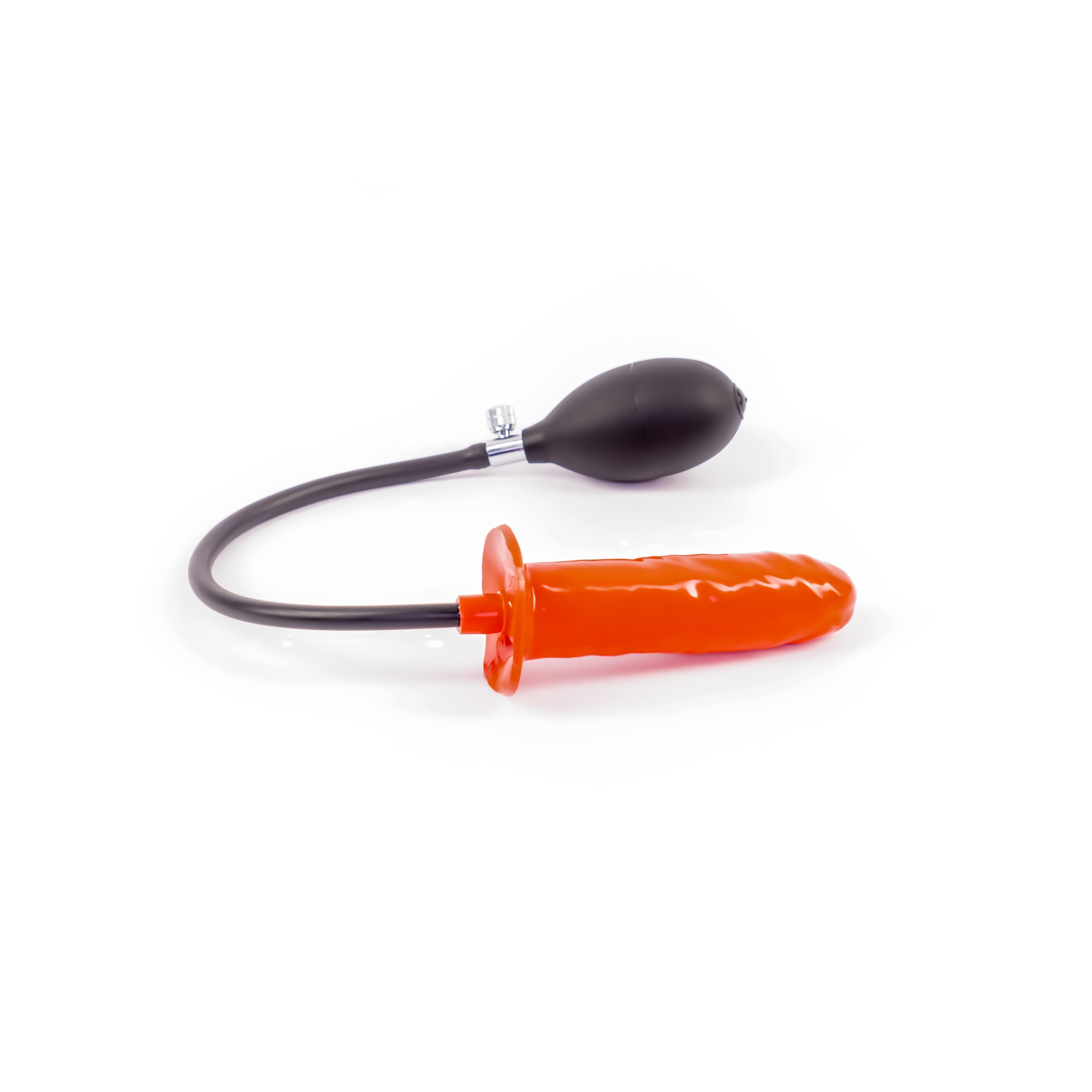 Rubberfashion Latex Dildo - aufblasbar mit Pumpe - realistischer Dildo geadert für Frauen und Männer 12 x 3 cm