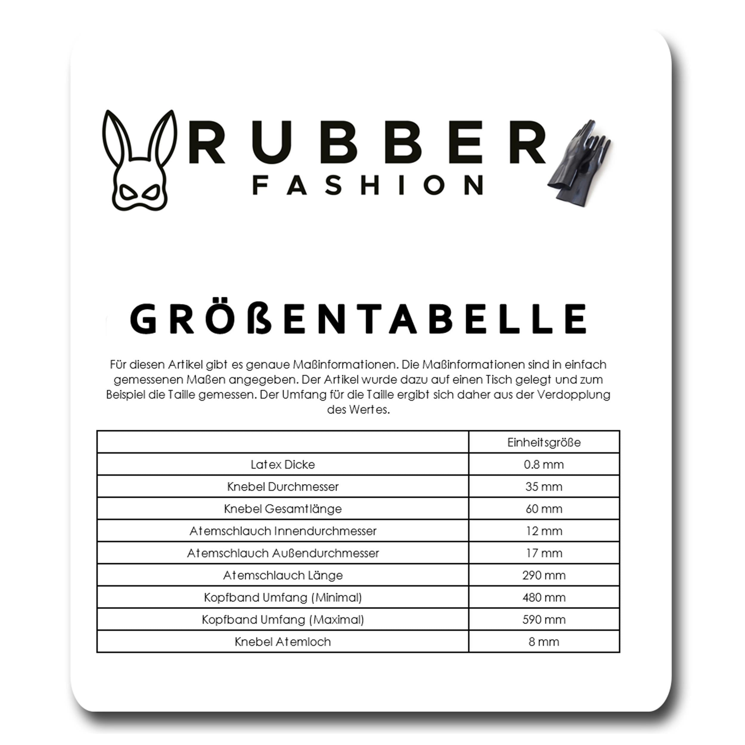 Rubberfashion Latex Knebel - Mundknebel - Gag mit Atemrohr und Kopfband für Damen und Herren