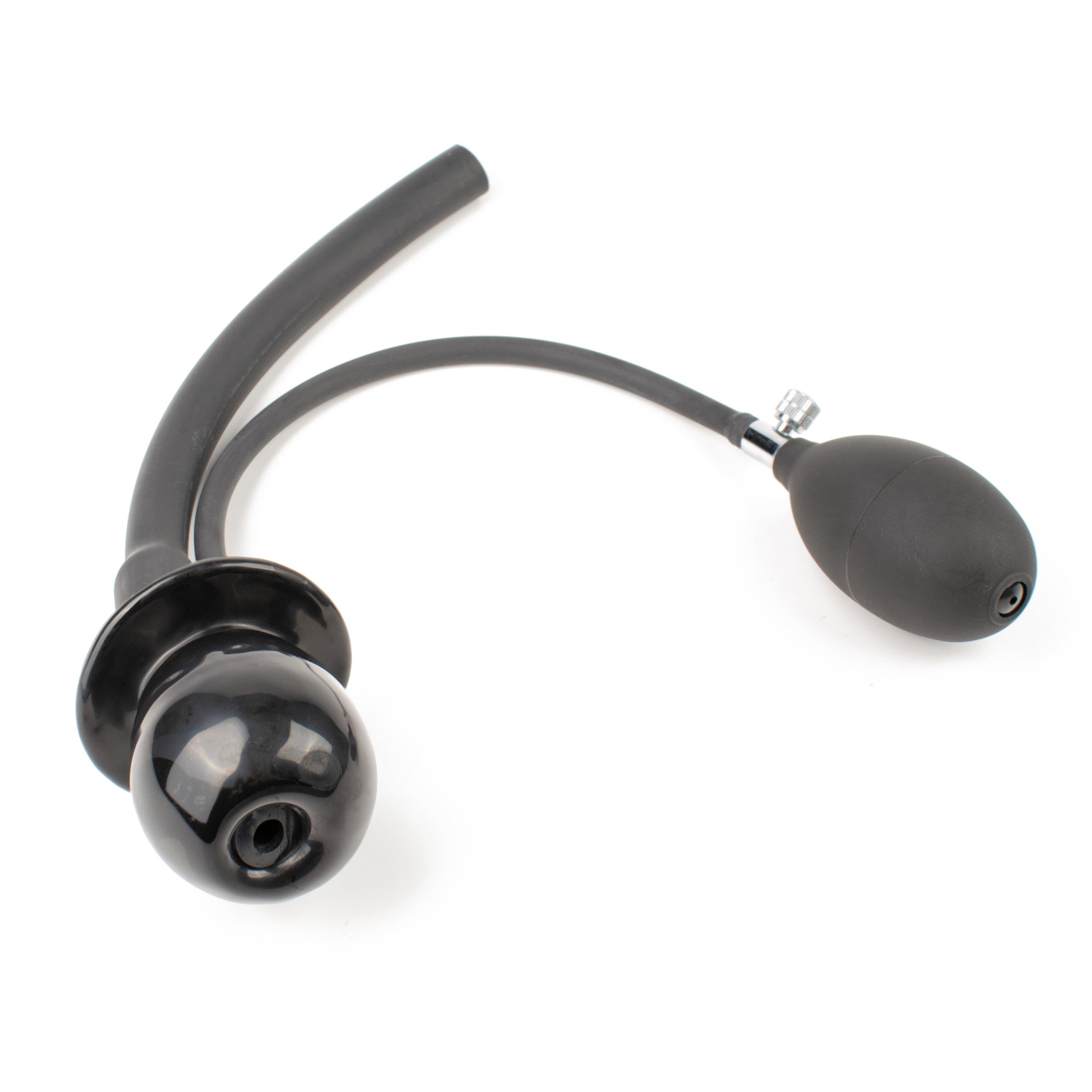 Rubberfashion Latex Knebel - Mundknebel aufblasbar - Gag mit Atemrohr und Pumpe für Damen und Herren