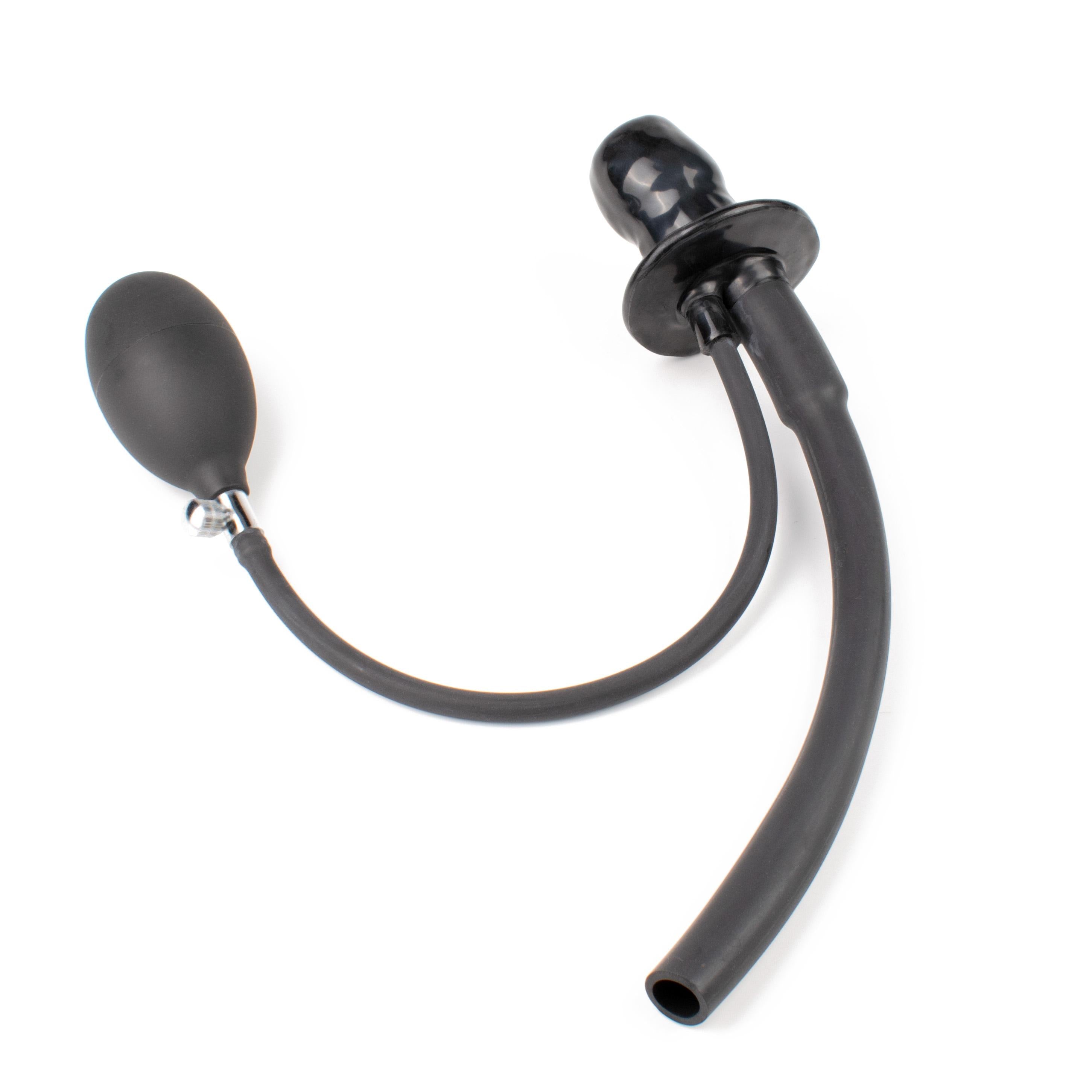 Rubberfashion Latex Knebel - Mundknebel aufblasbar - Gag mit Atemrohr und Pumpe für Damen und Herren