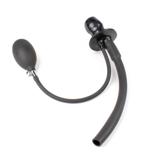 Rubberfashion Latex Knebel - Mundknebel aufblasbar - Gag mit Atemrohr und Pumpe für Damen und Herren