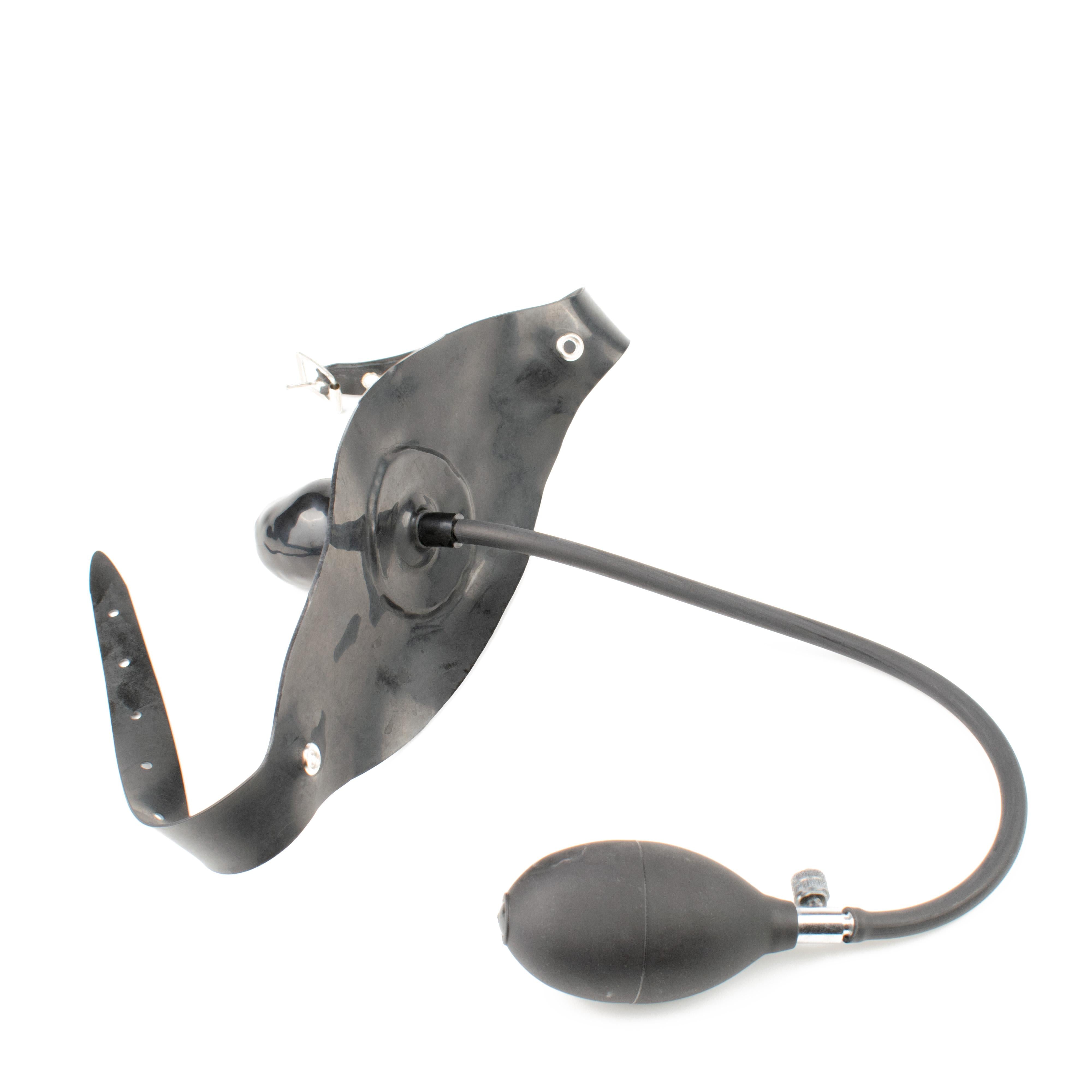 Rubberfashion Latex Knebel - Mundknebel aufblasbar - Gag mit Kopfband für Damen und Herren