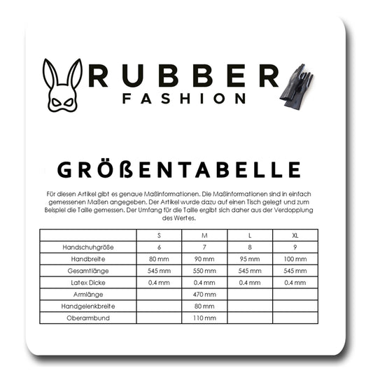 Rubberfashion sehr lange Latex Handschuhe - fingerlose Latexhandschuhe bis zum Oberarm für Damen und Herren