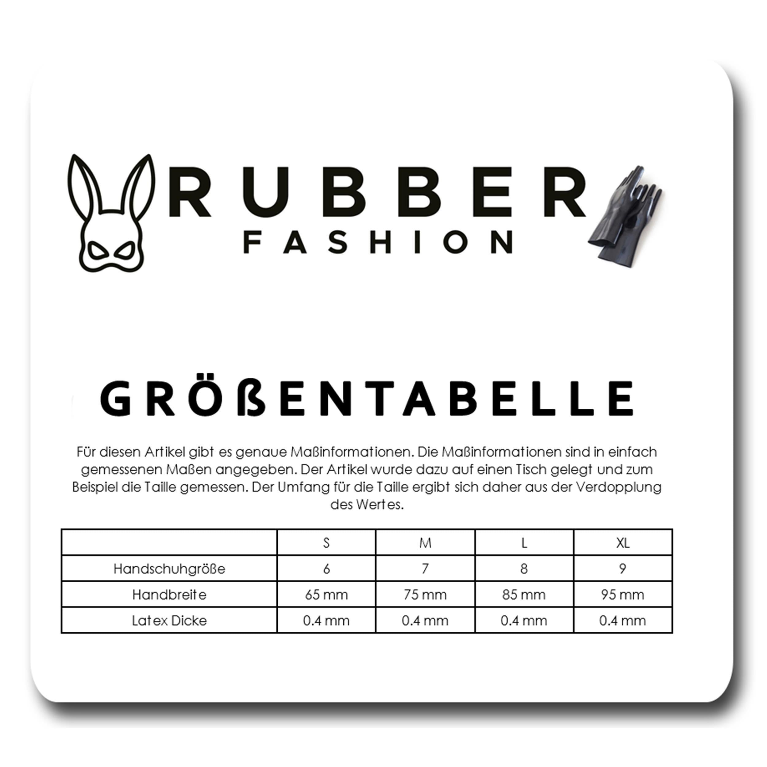 Rubberfashion kurze Latex Handschuhe - Biker Gloves - fingerlose Latexhandschuhe bis zum Handgelenk für Damen und Herren