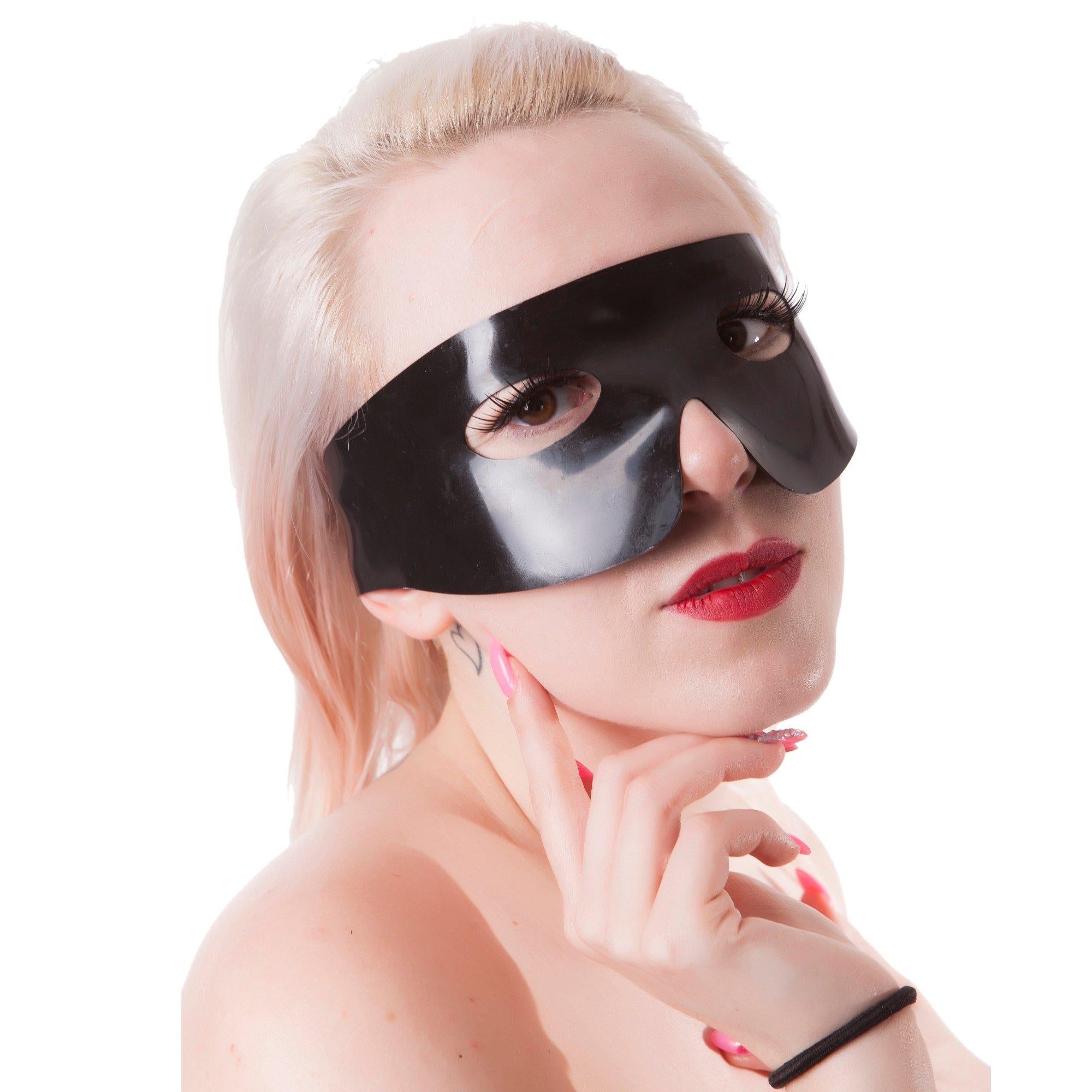 Rubberfashion Latex Zorro Maske - sexy Latex Maske mit offenen Augen für Damen und Herren