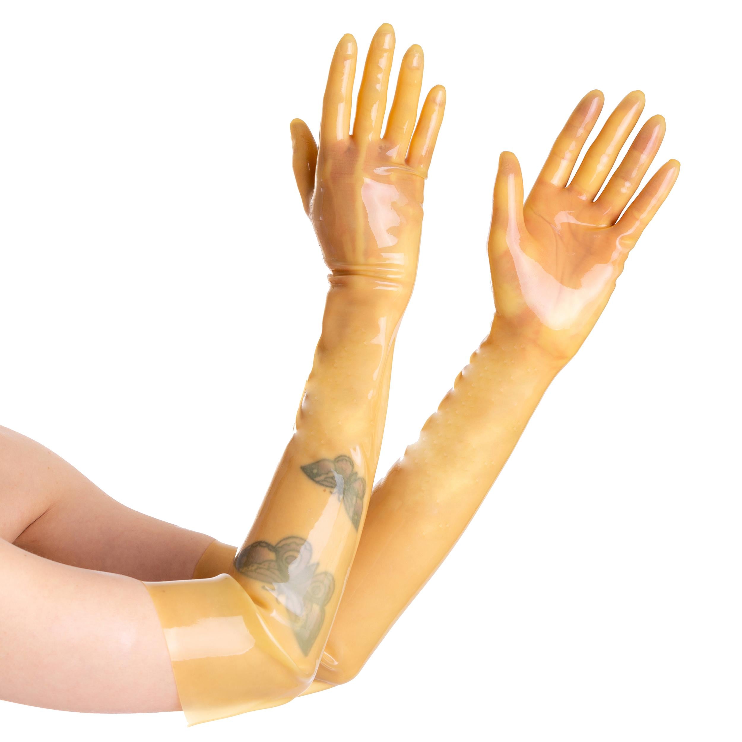 Latex Handschuhe lang extra dick - Rubberfashion Sexy Rubber Gloves - Sex Latexhandschuhe für Damen und Herren Paar