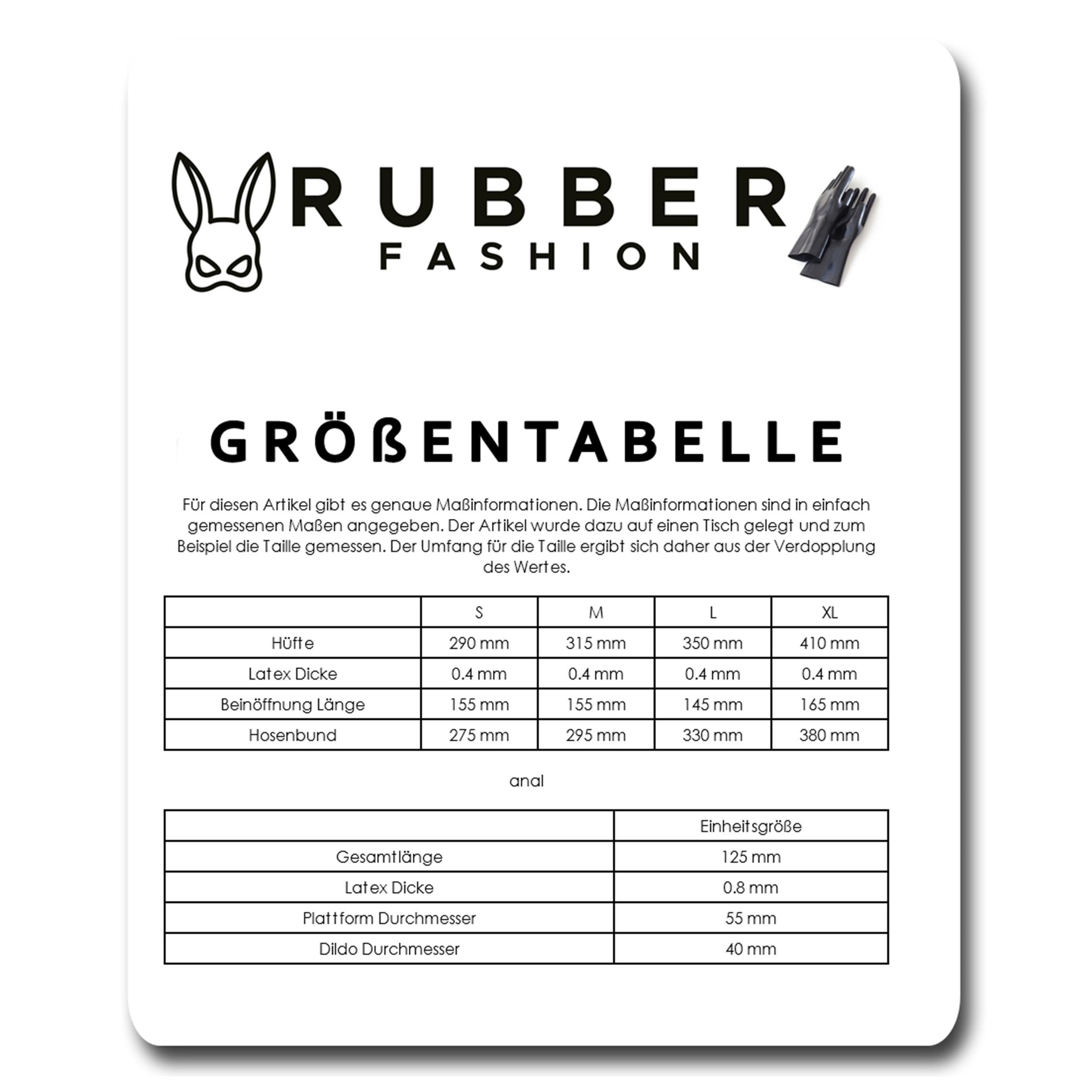 Rubberfashion Latex Slip - kurzer sexy Rubber Slip - Latex Pants mit Anal-Dildo - Latex Dessous Damen und Herren