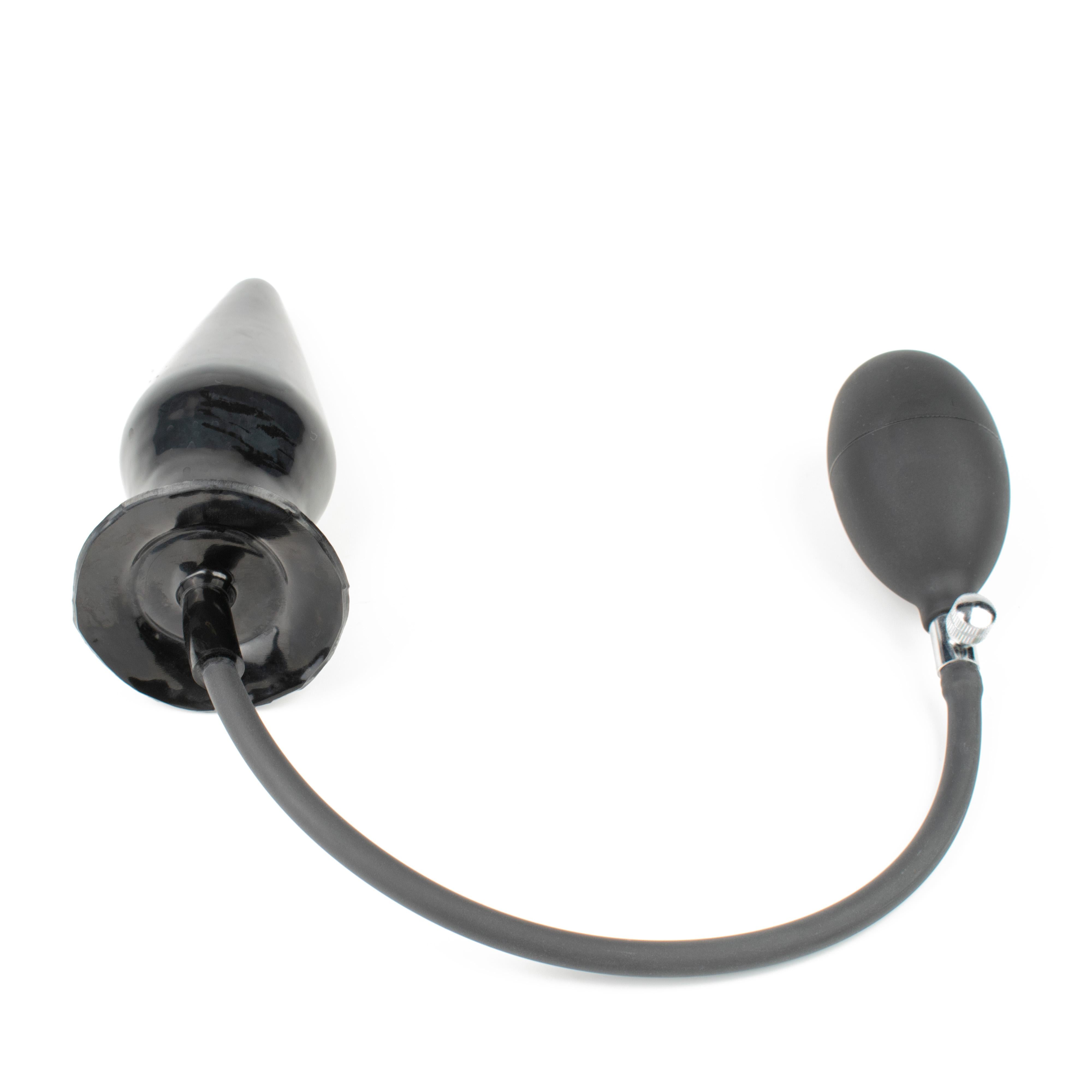 Rubberfashion Latex Butt Plug aufblasbar - XL - aufblasbarer Analplug mit Pumpe für Frauen und Männer 14,5 x 6 cm
