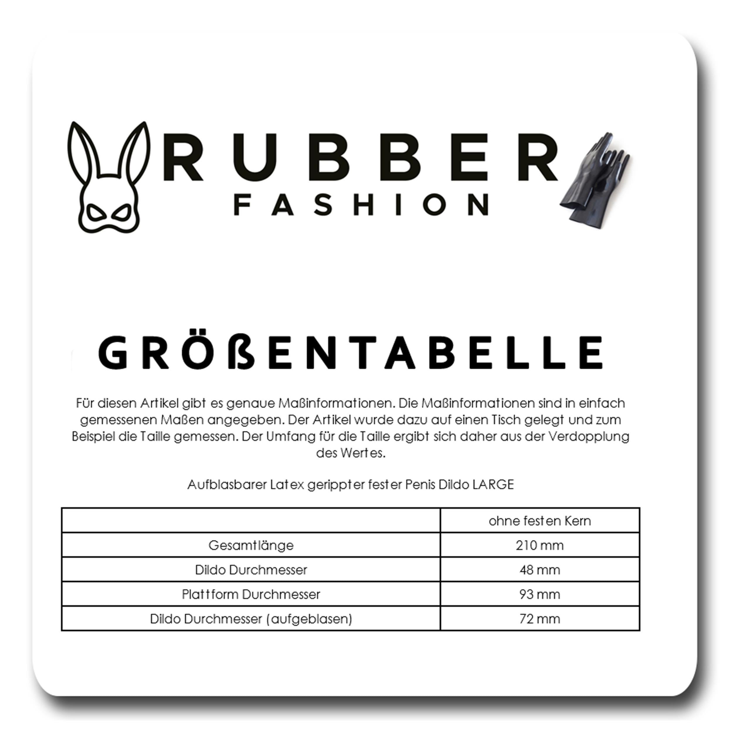 Rubberfashion Latex Dildo - Anal Plug gerippt - Penis aufblasbar groß mit Pumpe für Frauen und Männer 21 x 4,8 cm