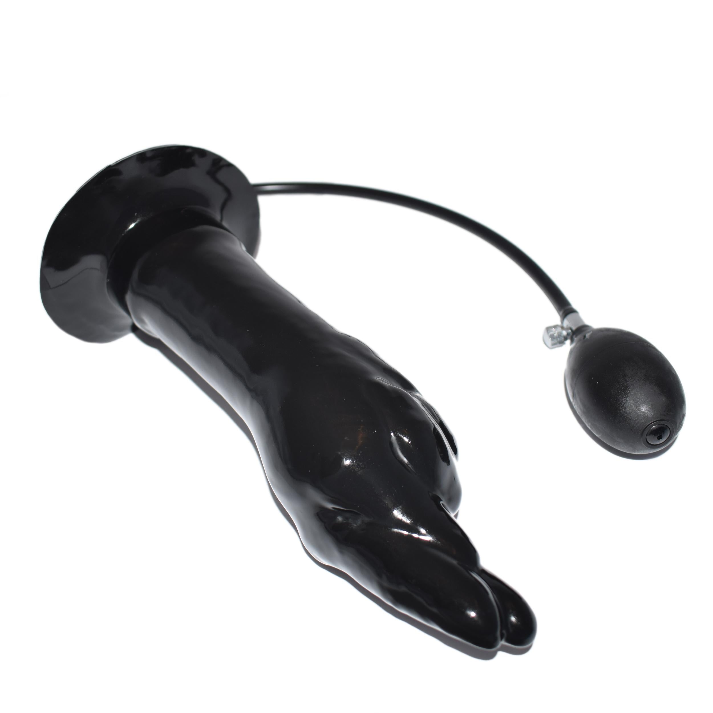 Rubberfashion Latex Faust - Analplug aufblasbar groß - Dildo groß aufblasbar- Anal Plug mit Pumpe für Frauen und Herren 23 x 6,8 cm