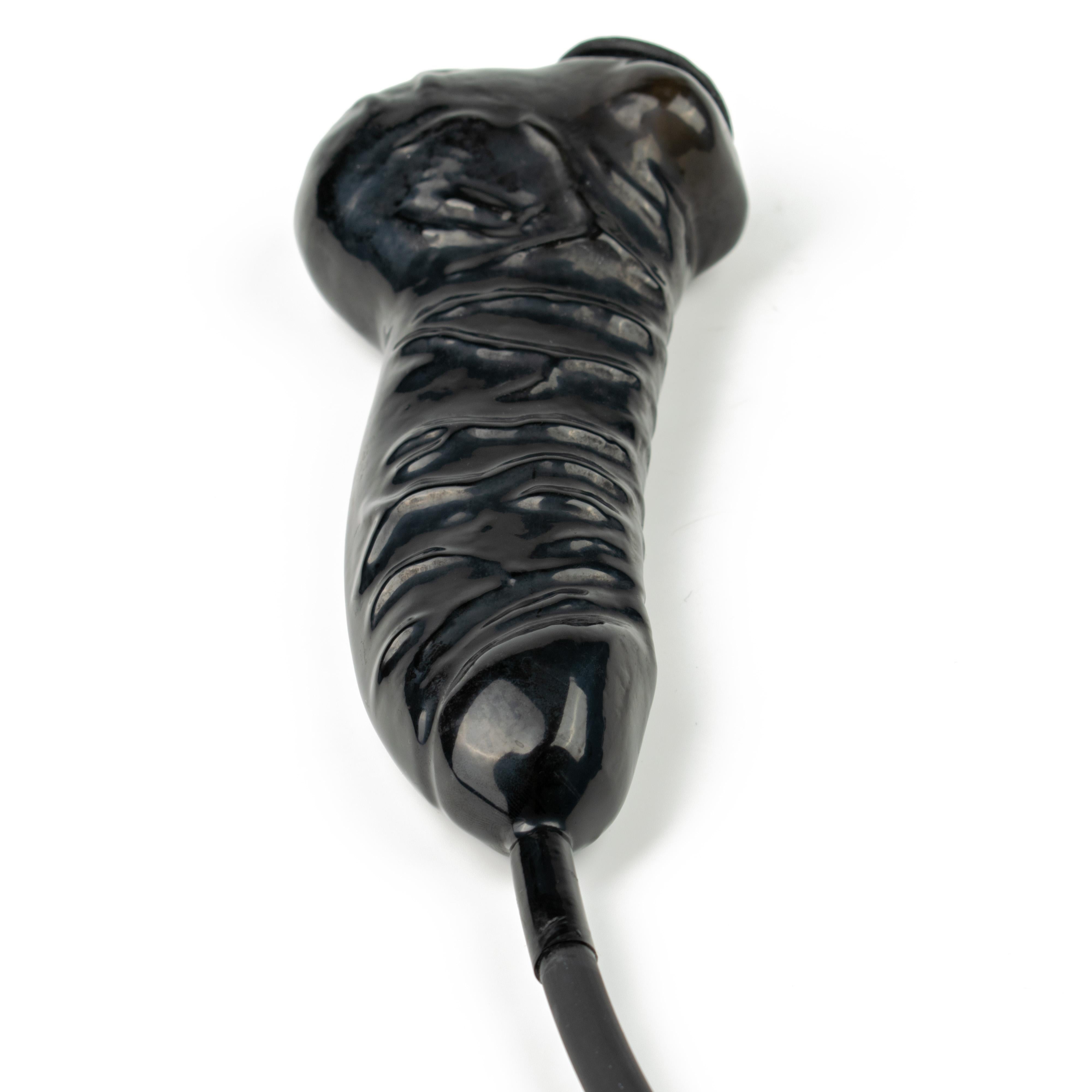 Rubberfashion Latex Knebel Mund mit Schlauch und Penishülle - Latexknebel aufblasbar Mundknebel Gag für Herren