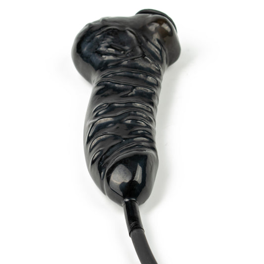 Rubberfashion Latex Knebel Mund mit Schlauch und Penishülle - Latexknebel aufblasbar Mundknebel Gag für Herren