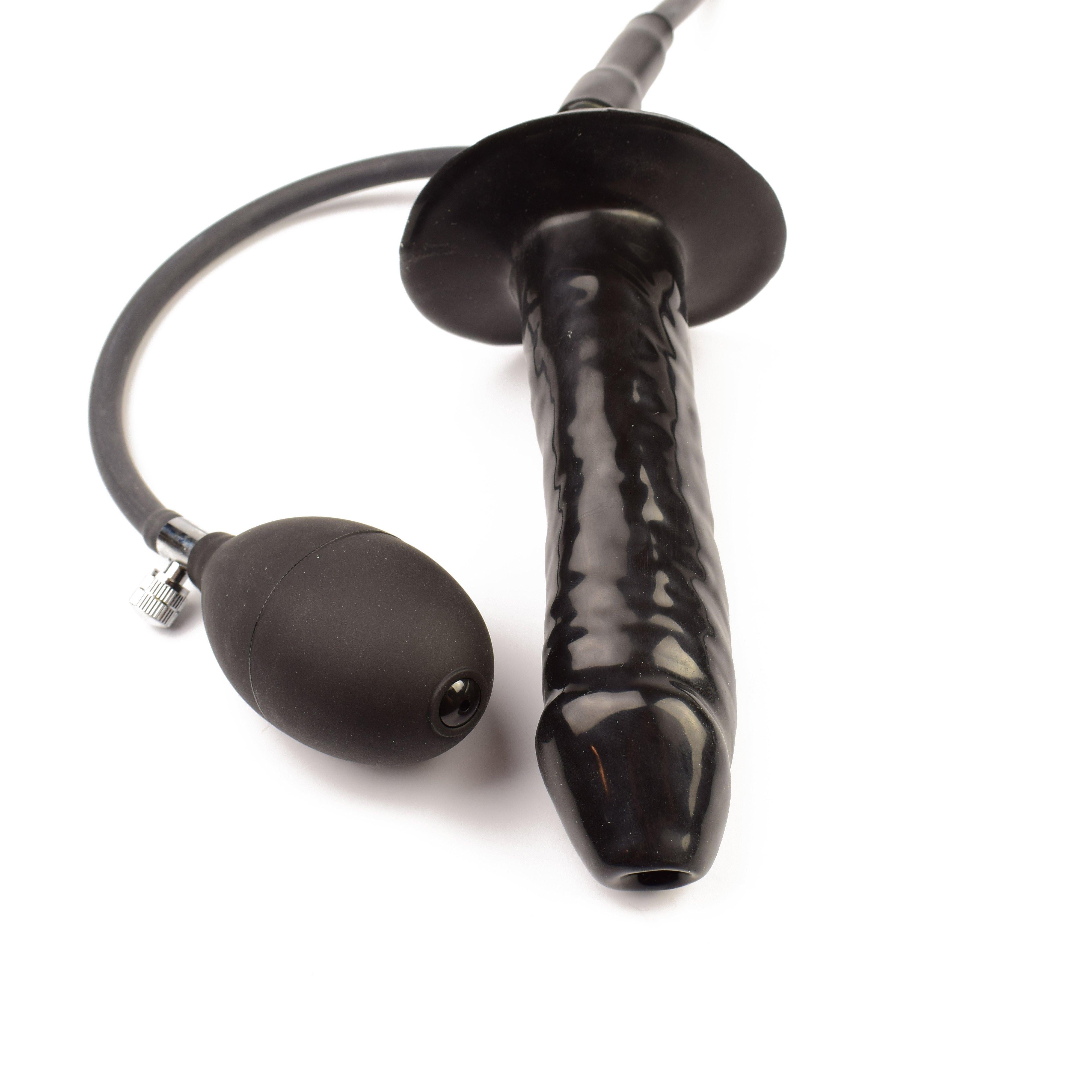 Rubberfashion Latex Anal Dildo - Enema Analdildo - aufblasbar mit Pumpe und Präservativ - Anal Sex Dildo für Männer - Frauen und Paare