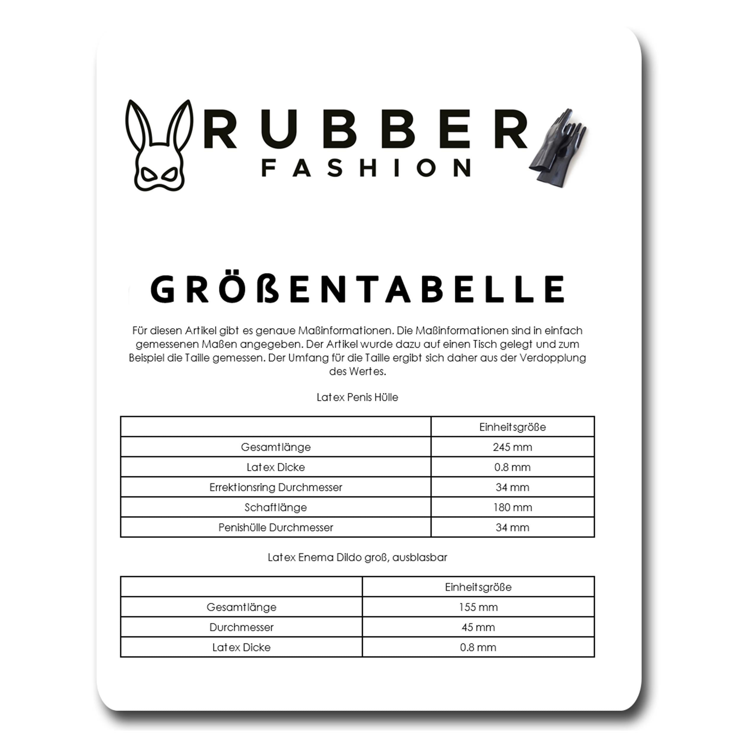 Rubberfashion Latex Anal Dildo - Enema Analdildo mit Präservativ extra dick - Anal Sex Dildo für Männer - Frauen und Paare