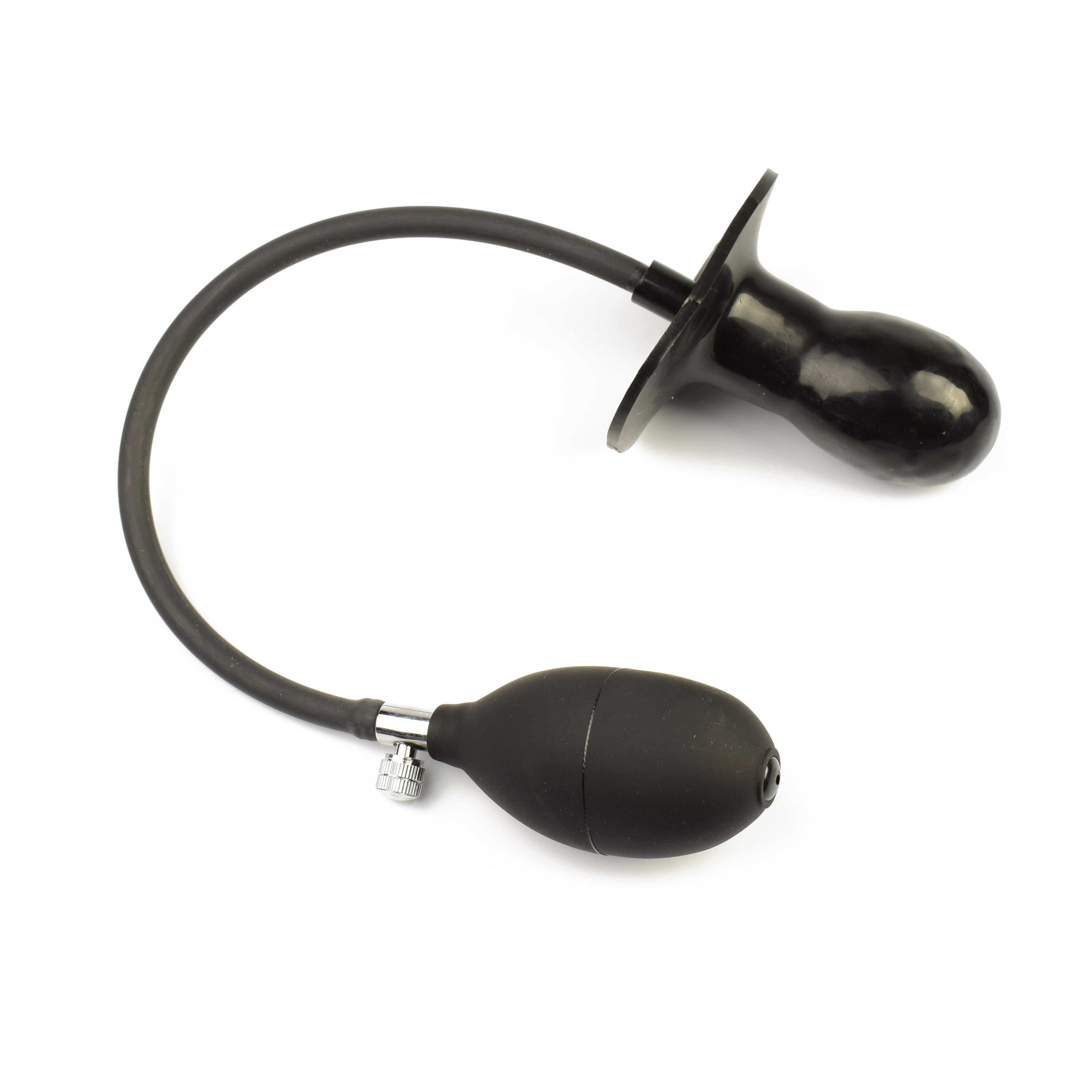 Rubberfashion Latex Butt Plug - Mini Ball - aufblasbarer Analplug mit Pumpe für Frauen und Männer 7,5 x 4 cm