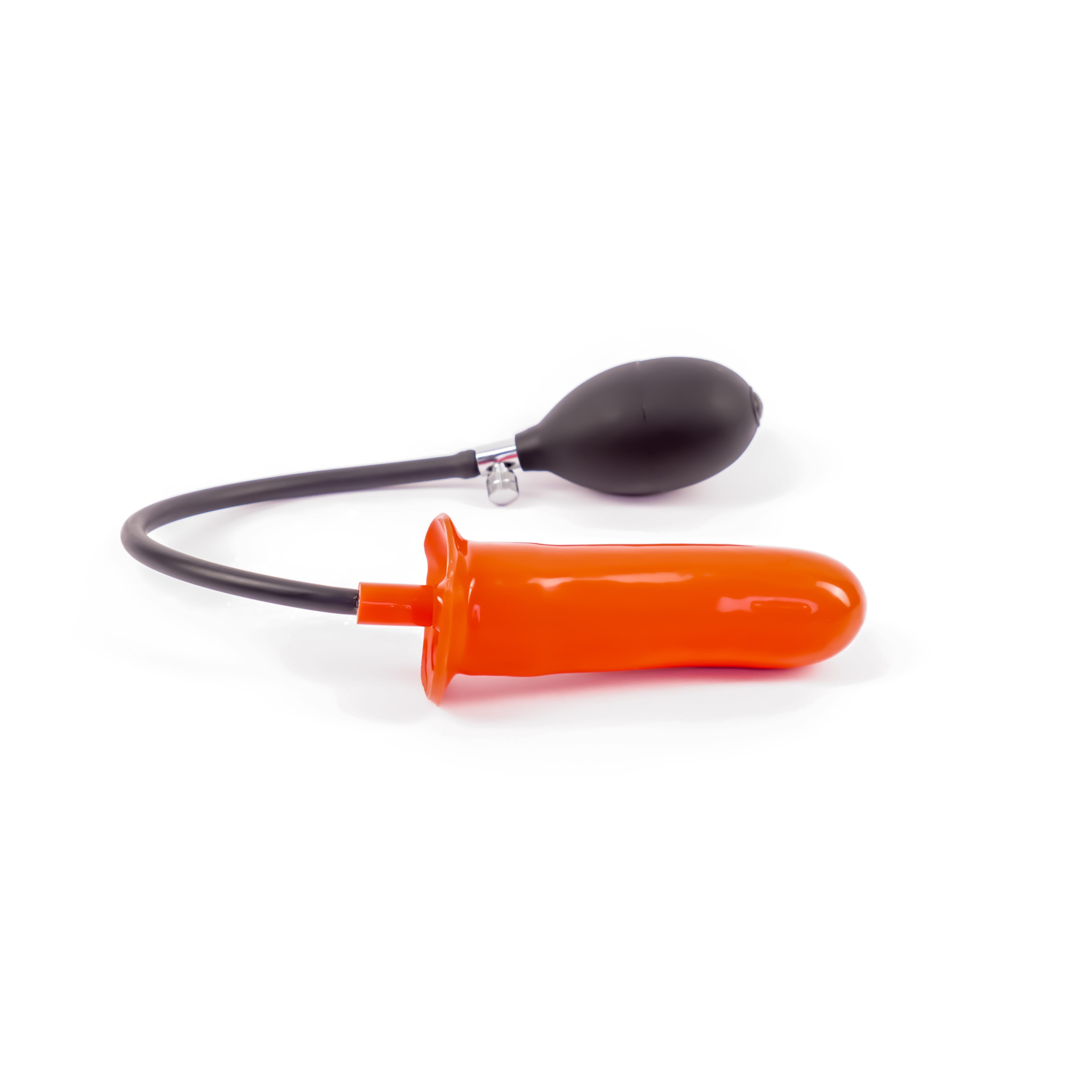 Rubberfashion Latex Dildo - G-Punkt kleiner Dildo glatt - aufblasbar mit Pumpe - Anal Plug für Frauen und Männer 13 x 4 cm