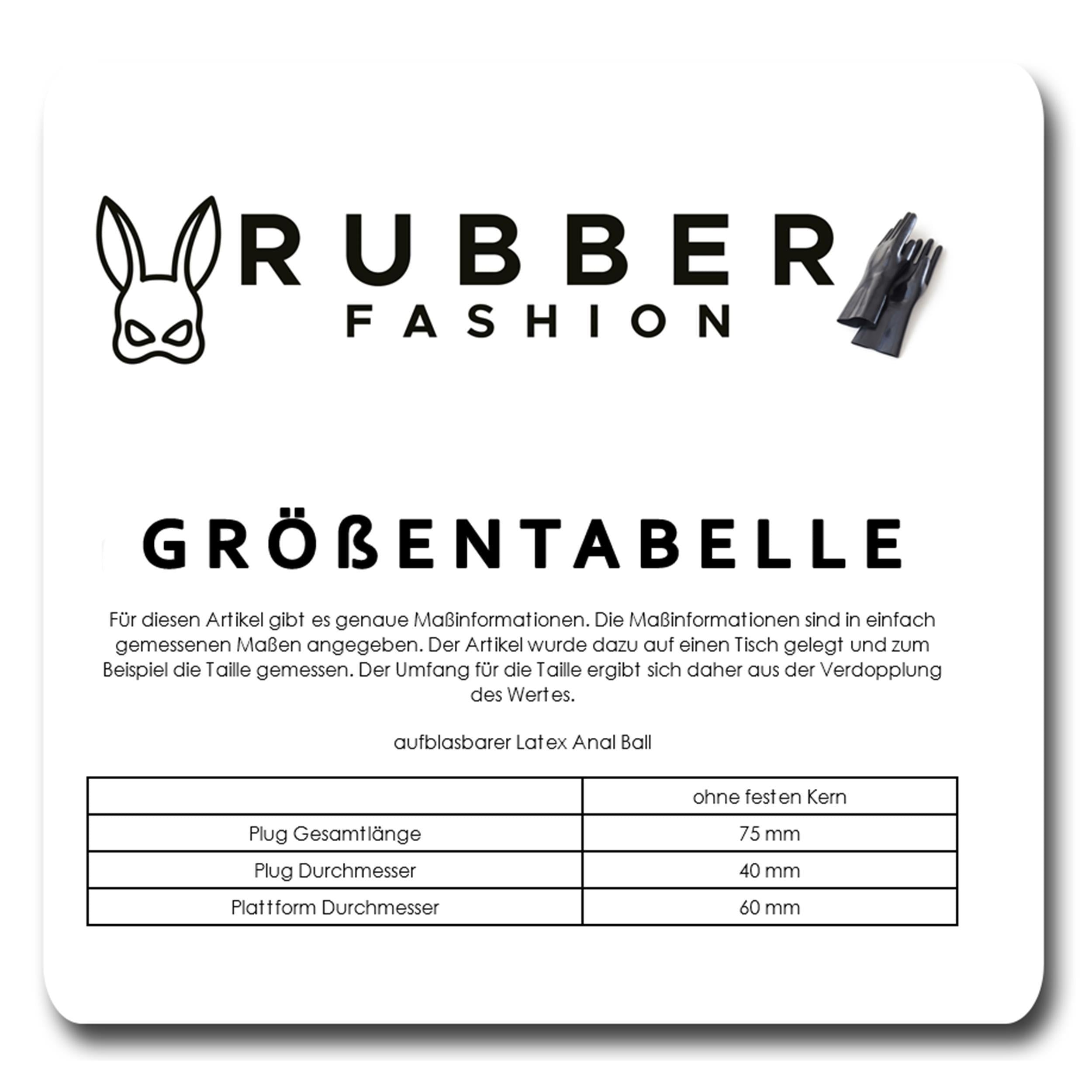 Rubberfashion Latex Butt Plug - Mini Ball - aufblasbarer Analplug mit Pumpe für Frauen und Männer 7,5 x 4 cm