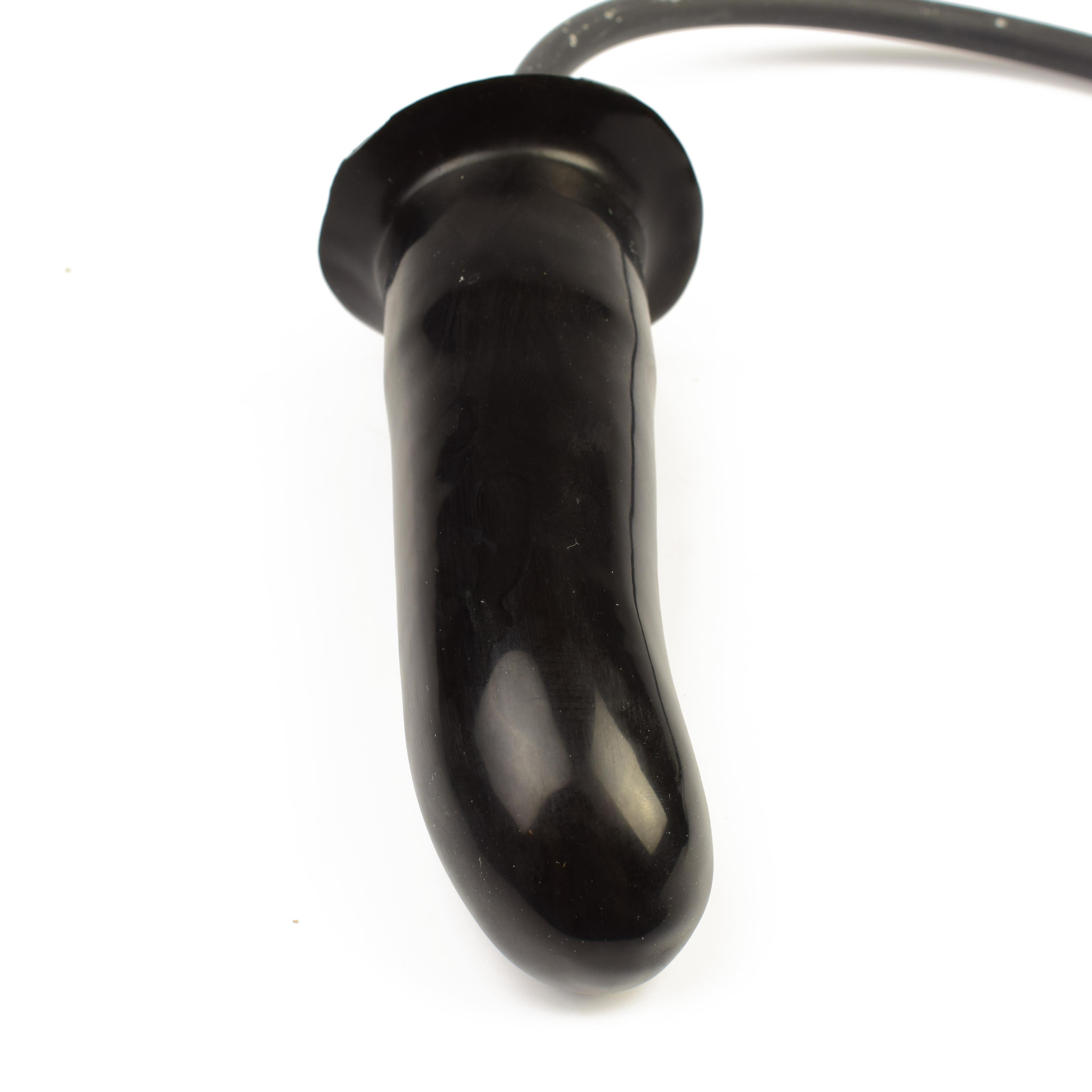 Rubberfashion Latex Dildo - G-Punkt kleiner Dildo glatt - aufblasbar mit Pumpe - Anal Plug für Frauen und Männer 13 x 4 cm