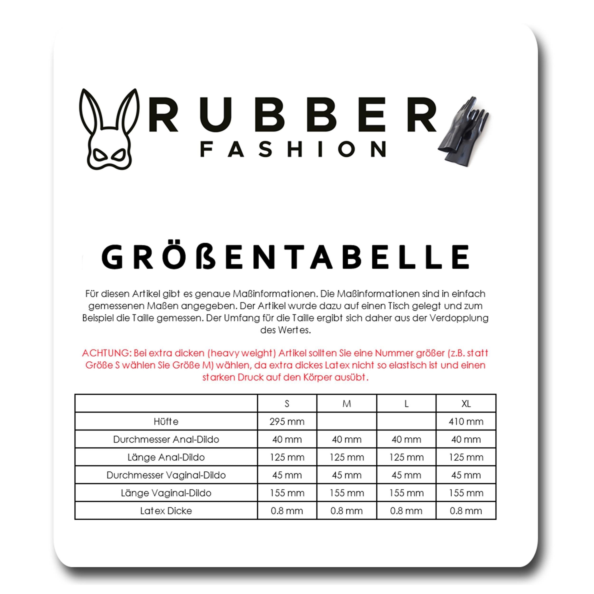 Rubberfashion Latex Hotpants - kurzer sexy Rubber Slip - Mini Latex Slip mit Vaginal- und Anal-Dildo - Latex Dessous Damen