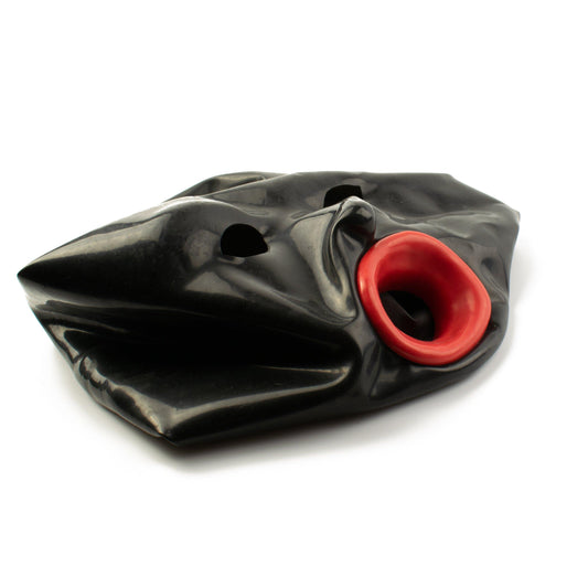 Rubberfashion Latex Maske Lippen Mann - Latexmaske anatomisch - Mund und Augen offen für Herren