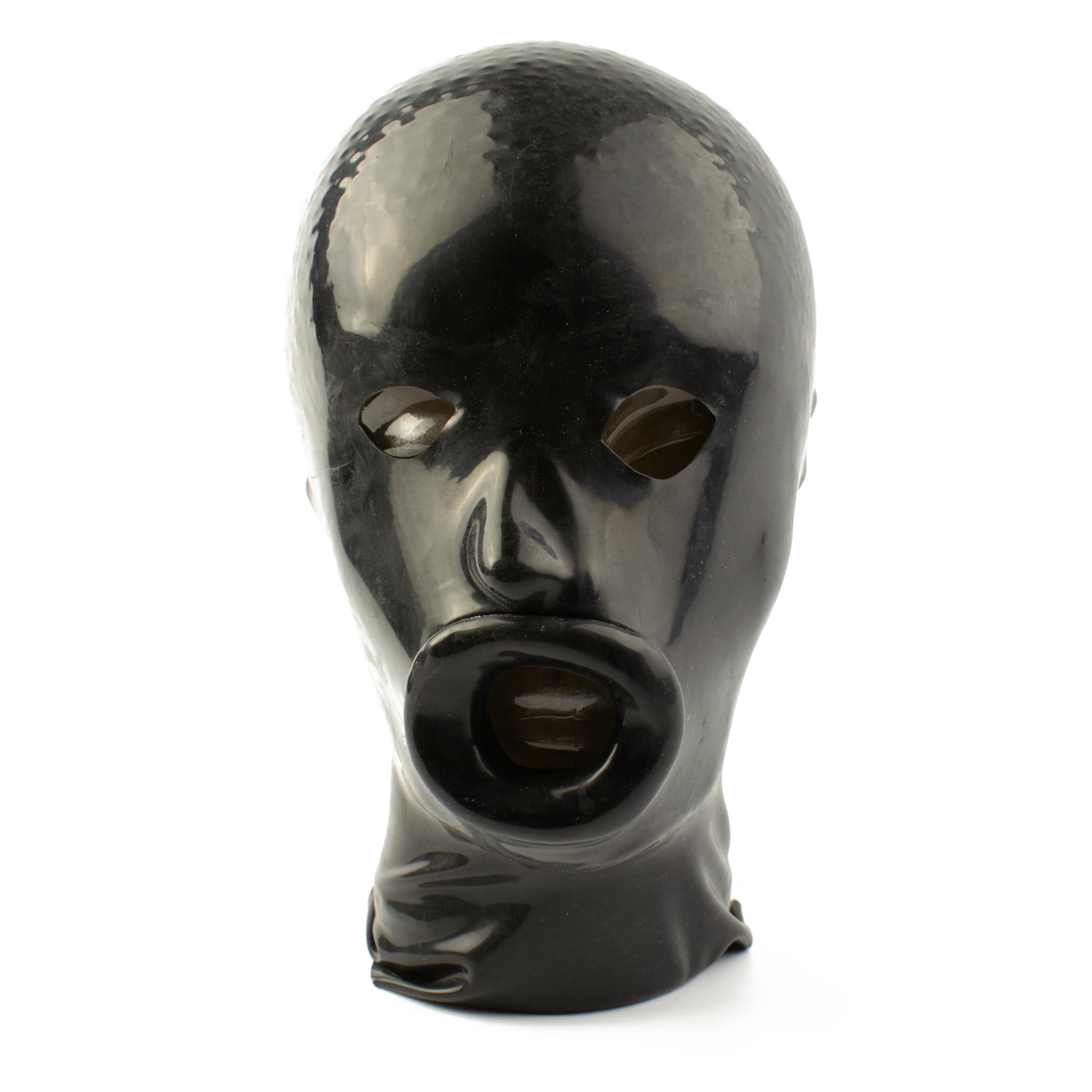 Rubberfashion Latex Maske Lippen Mann - Latexmaske anatomisch - Mund und Augen offen für Herren